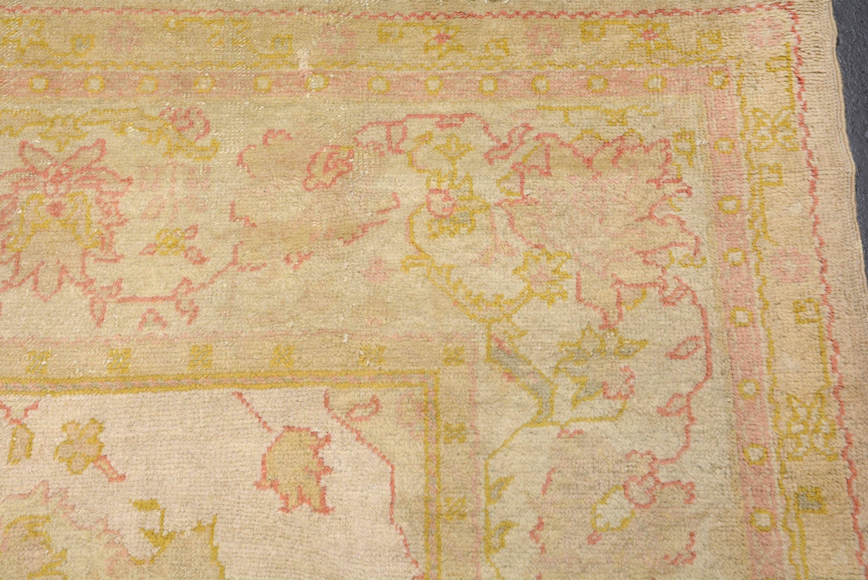Antique Turkish Oushak Carpet For Sale 1