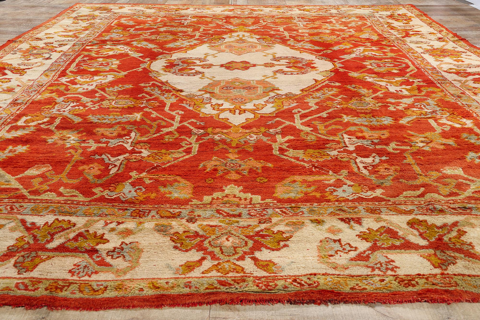 Lana Tappeto turco Oushak del 1900 con stile moderno in vendita