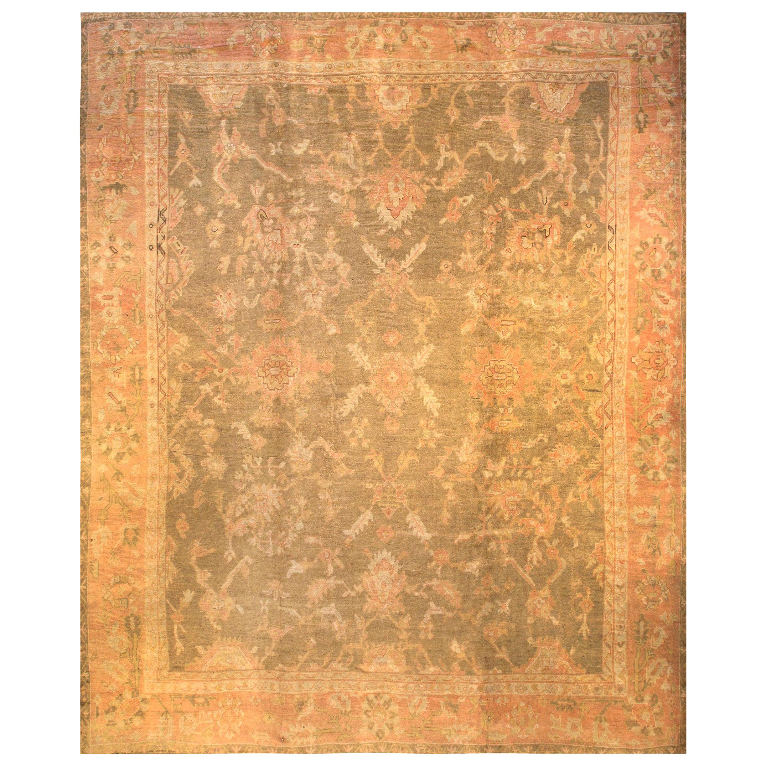 Authentic Turkish Oushak Handmade Wool Rug For Sale