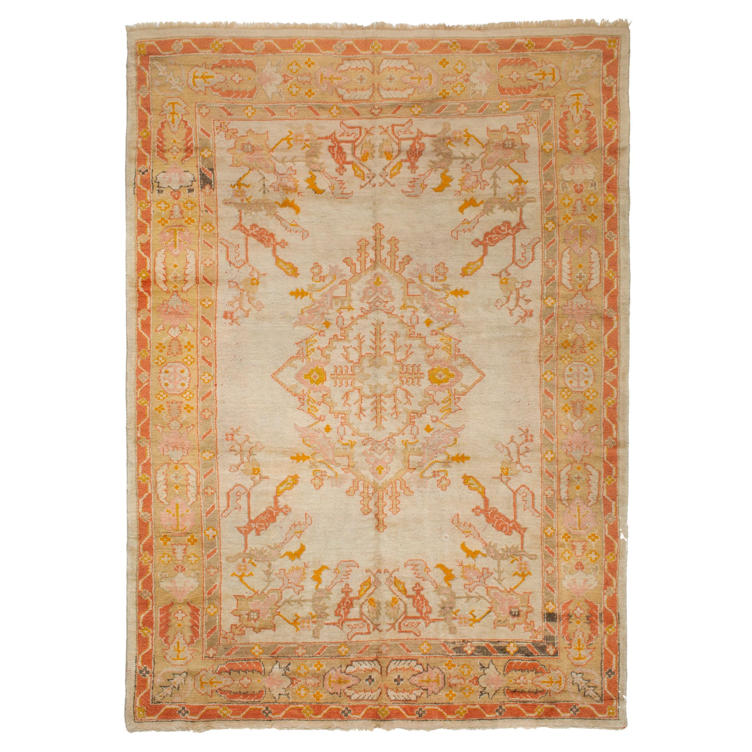 Antique Turkish Oushak Carpet For Sale