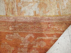 Tapis turc antique Oushak, tapis oriental fait à la main, beige, taupe, corail de requin