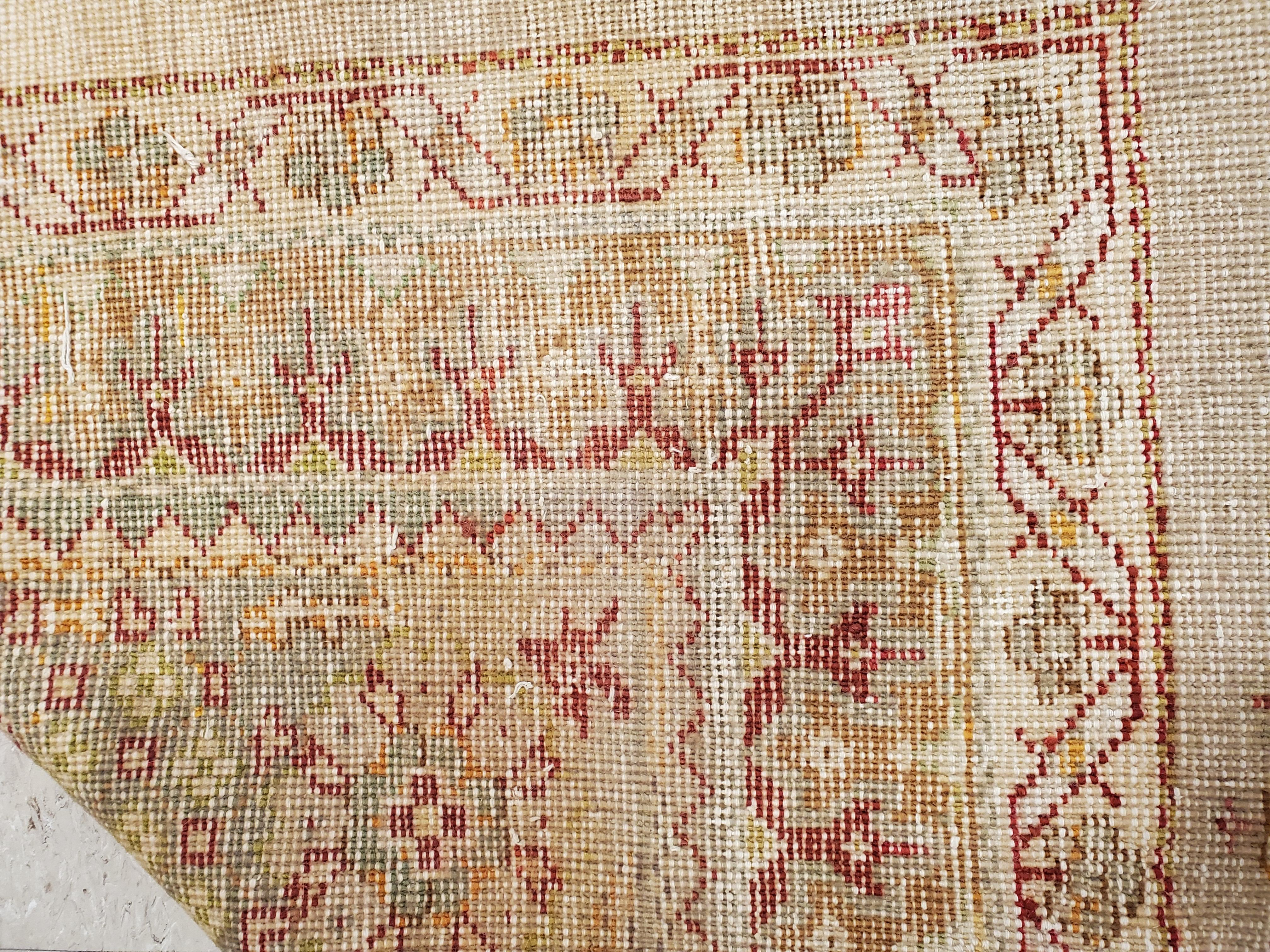 Antique Turkish Oushak Carpet, Handmade Oriental Rug, Gray, Taupe, Saffron Coral 13