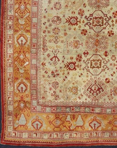 Antique Turkish Oushak Carpet With All-Over Design In Red, Taupe, and Orange