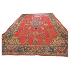 Antique Turkish Oushak Carpet of Outstanding Colour with a Small Medallion