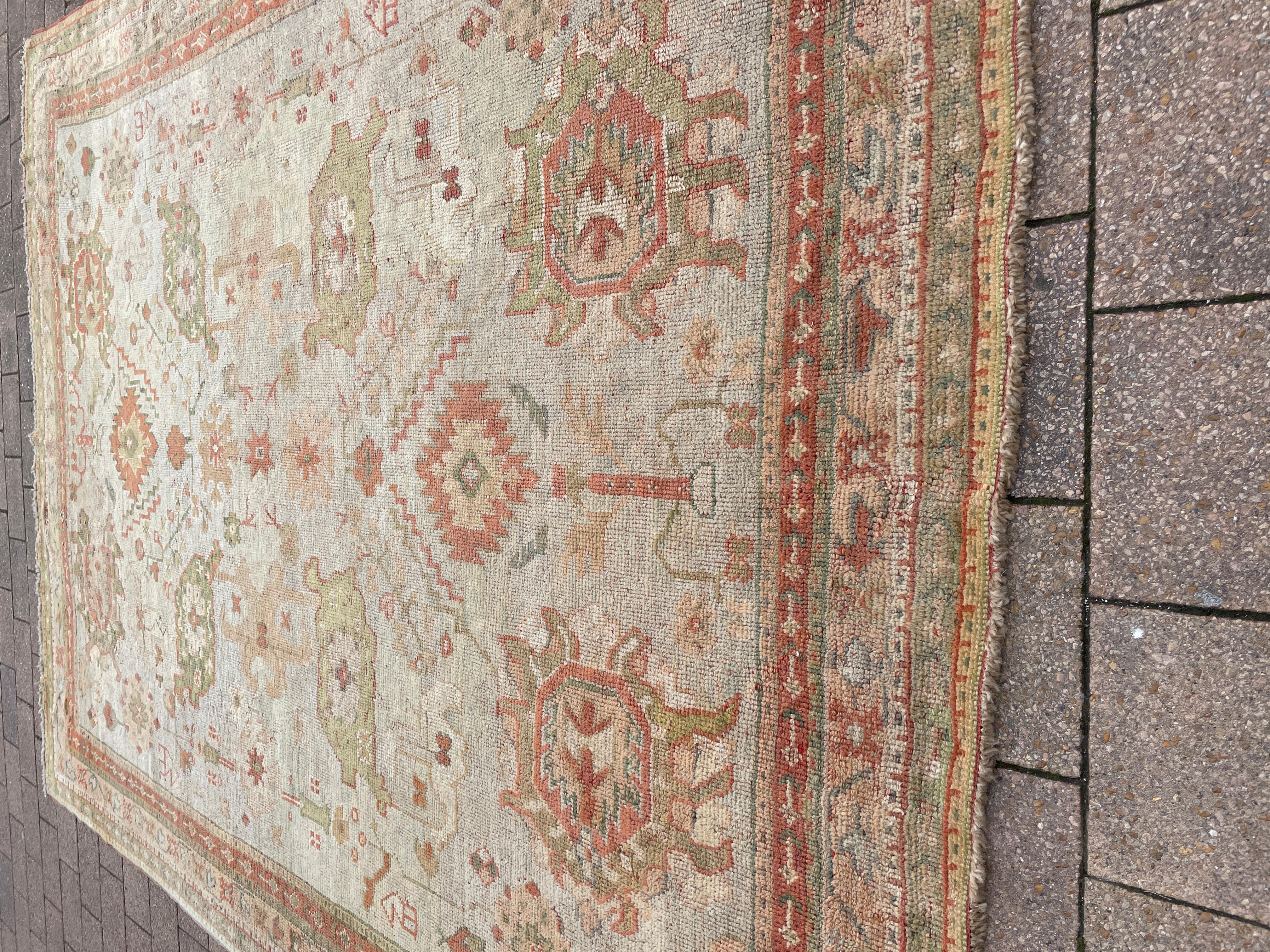 Antique Turkish Oushak Carpet, Oil painting for your floor  For Sale 4