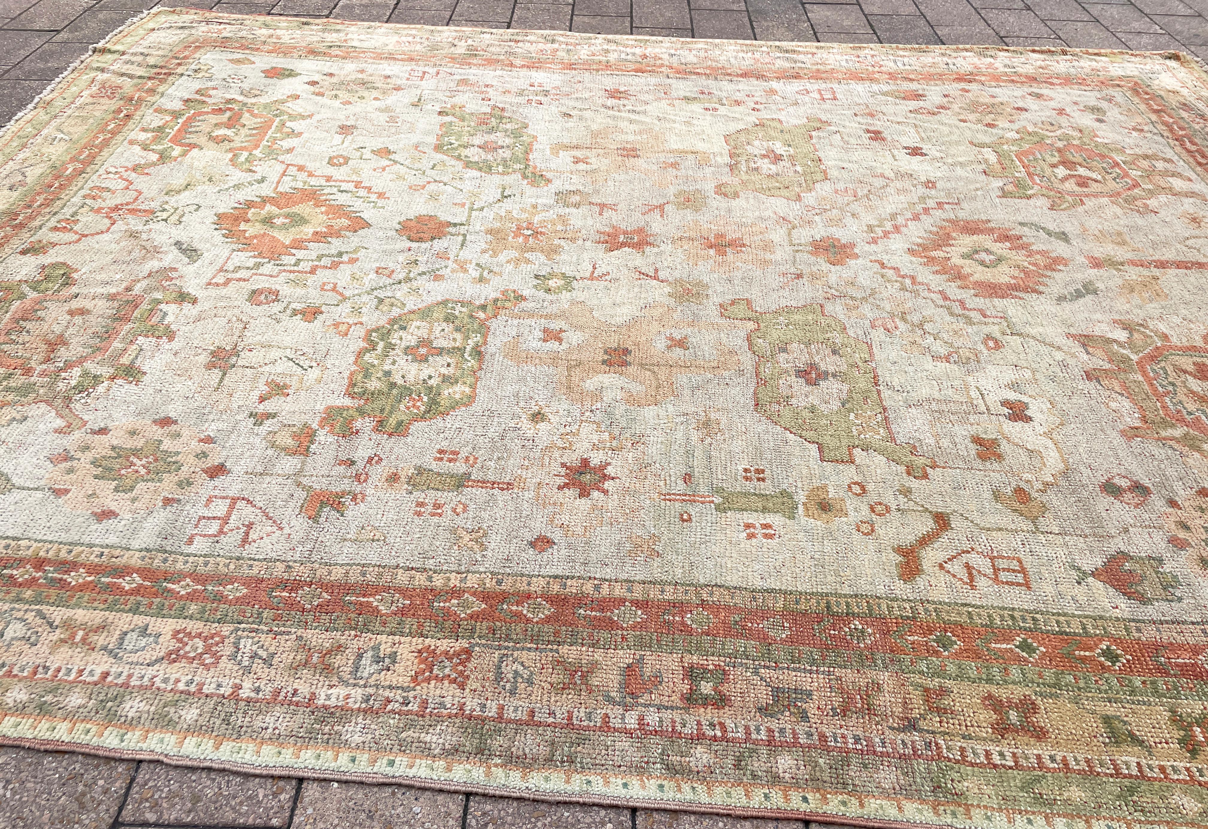 Antique Turkish Oushak Carpet, Oil painting for your floor  For Sale 5