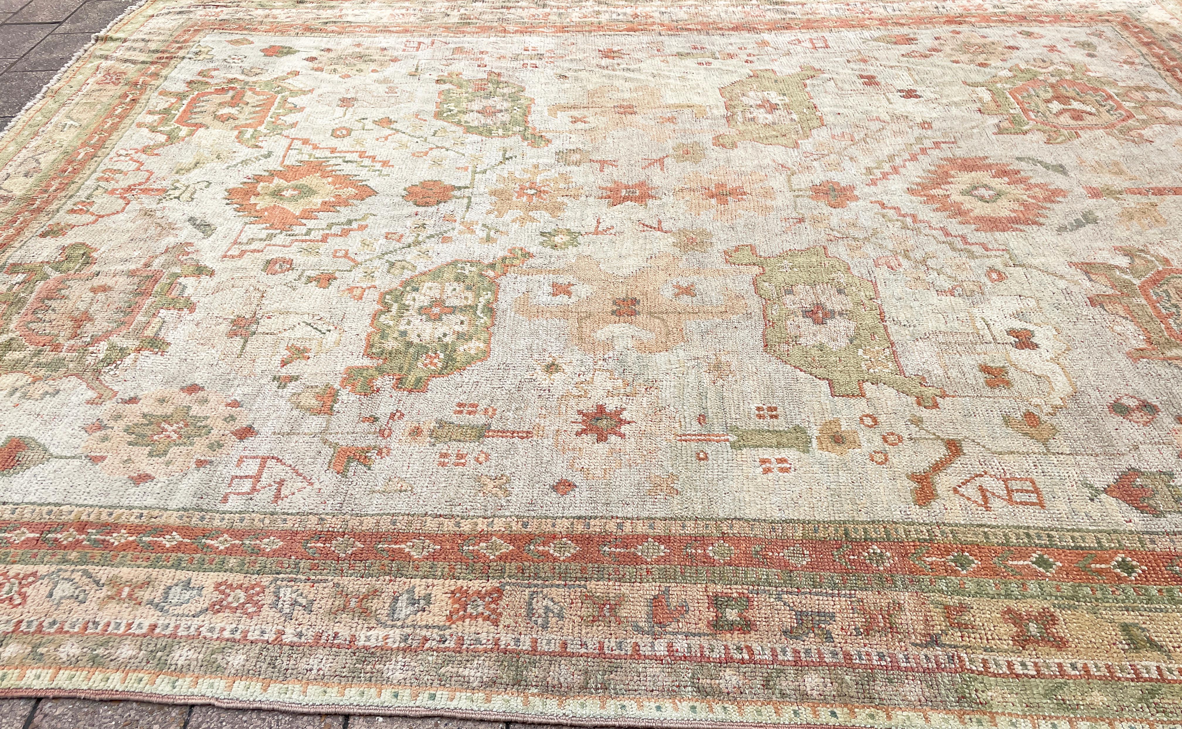 Antique Turkish Oushak Carpet, Oil painting for your floor  For Sale 6