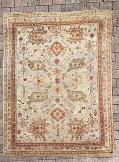 Antique Turkish Oushak Carpet, Oil painting for your floor
