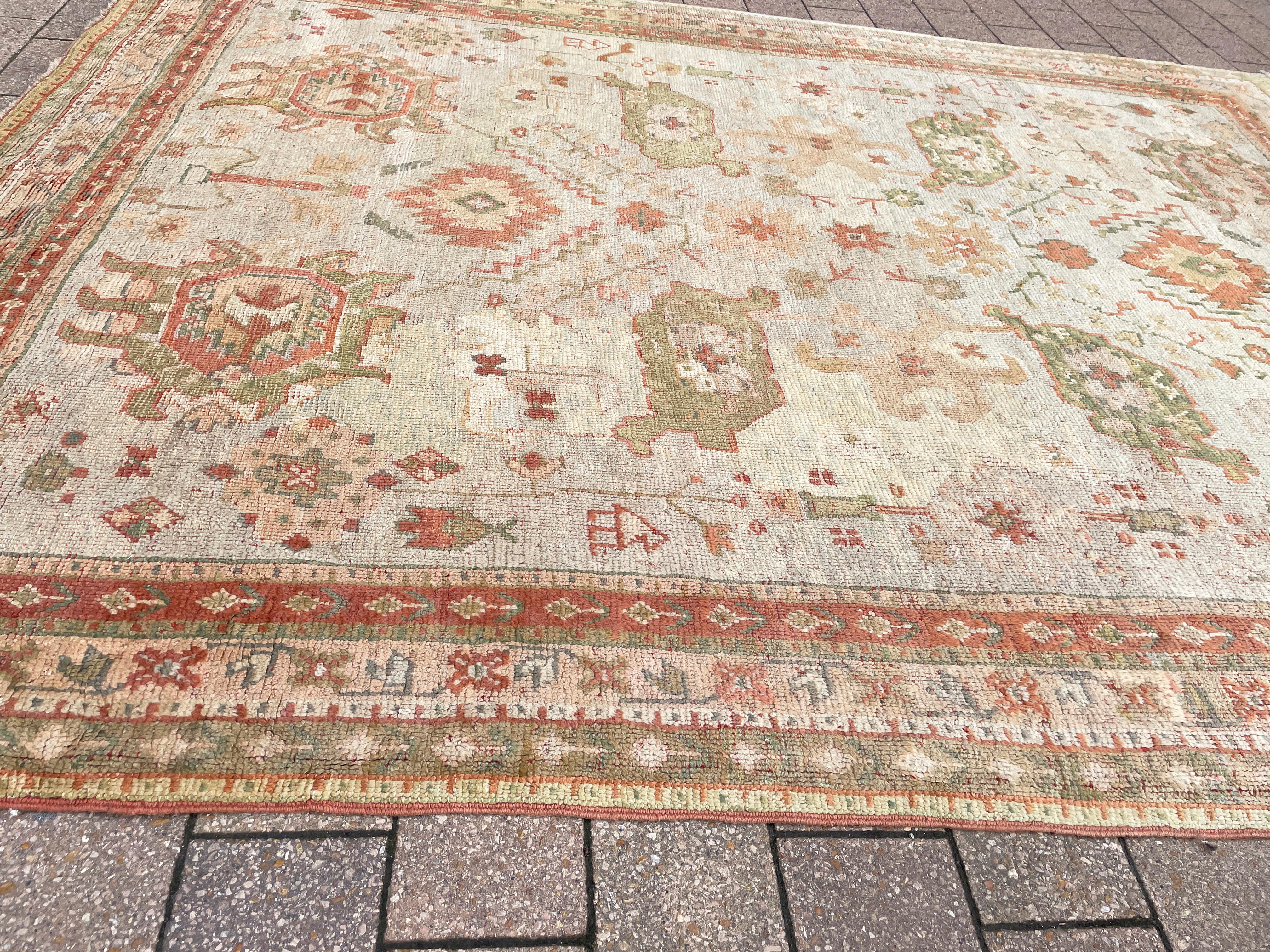 Antique Turkish Oushak Carpet, Oil painting for your floor  For Sale 3
