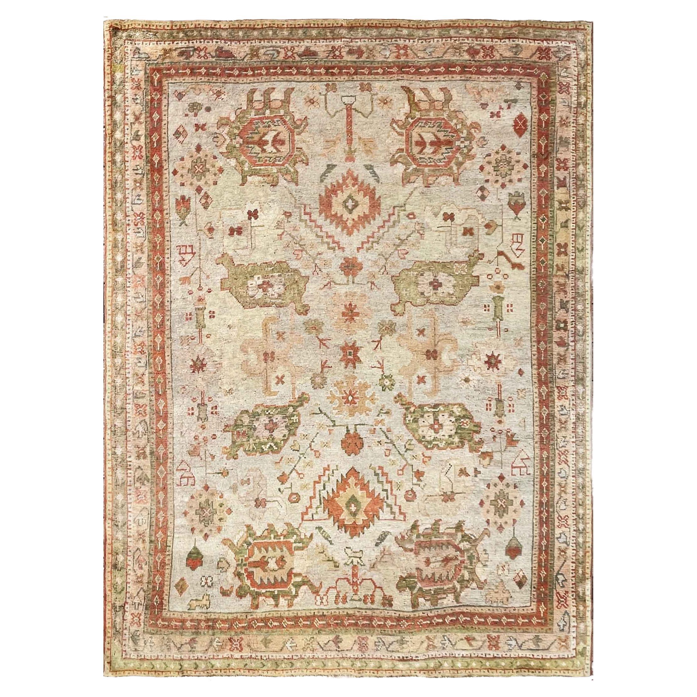 Tapis turc antique Oushak, peinture à l'huile pour votre sol en vente