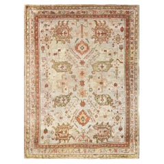 Tapis turc antique Oushak, peinture à l'huile pour votre sol 