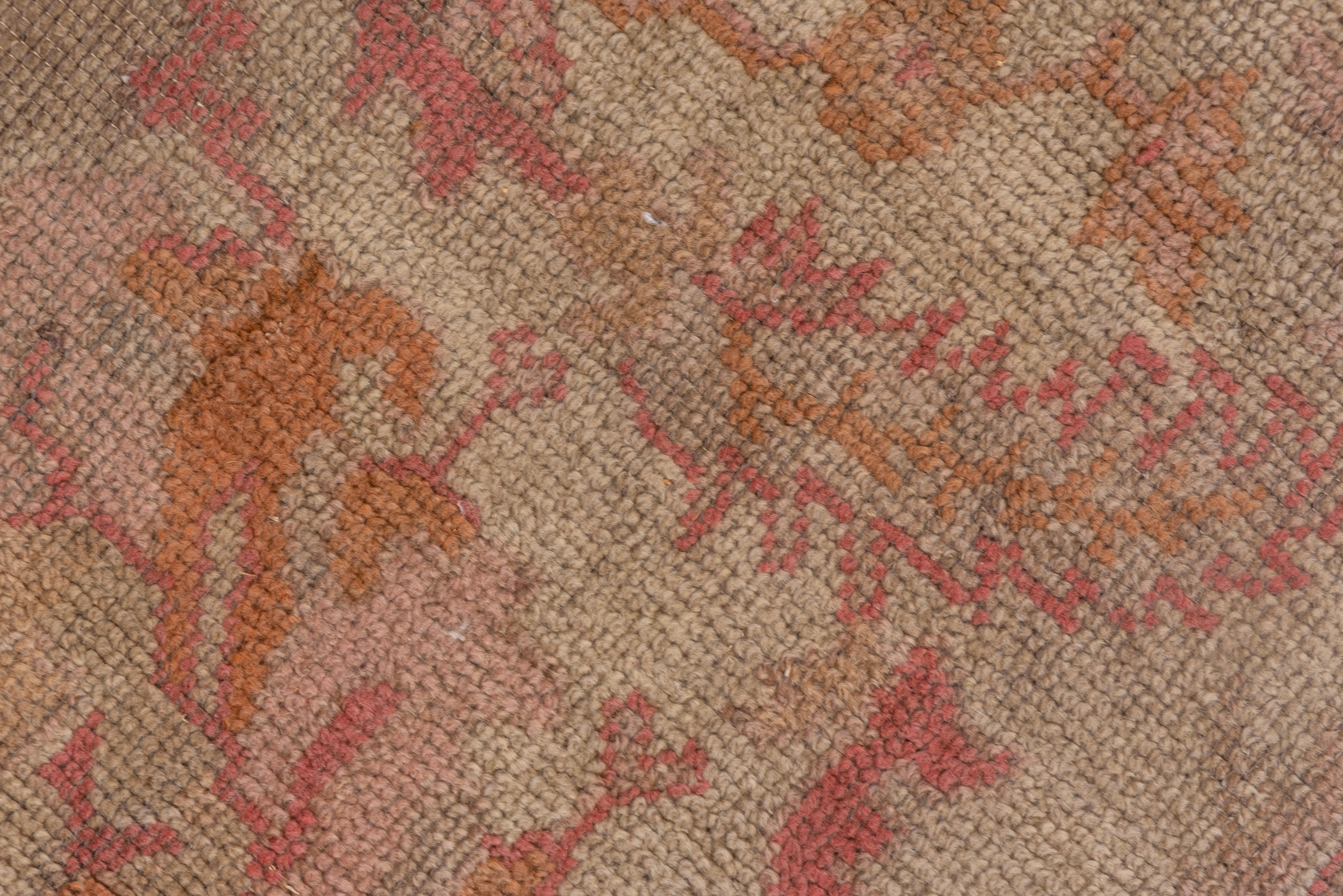 Wool Antique Turkish Oushak Carpet, Pink Tones, Soft Palette, Soft Tones For Sale