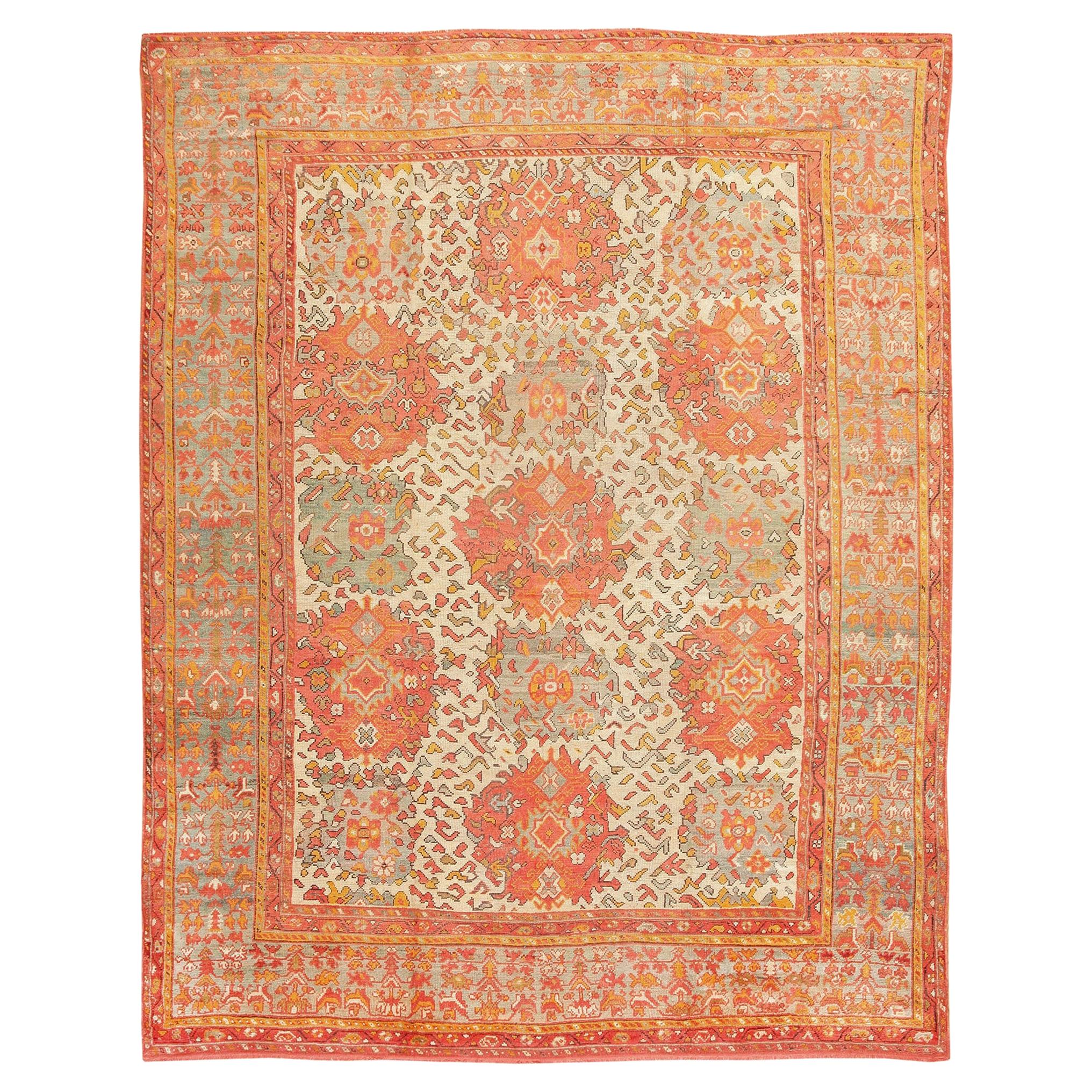 Antique Turkish Oushak Carpet. Size: 12 ft x 16 ft (3.66 m x 4.88 m)