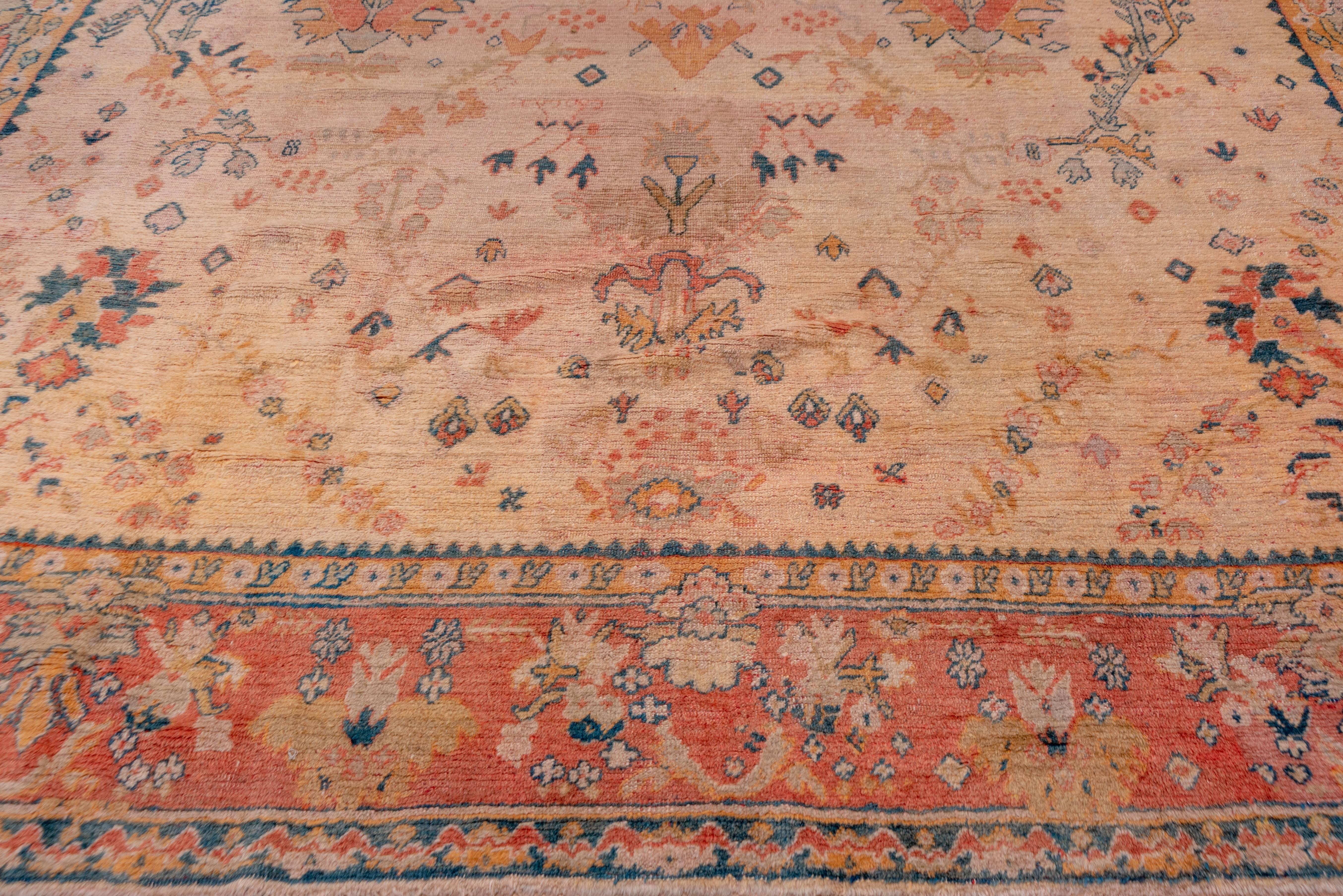 Hand-Knotted Antique Turkish Oushak Carpet, Soft Palette For Sale