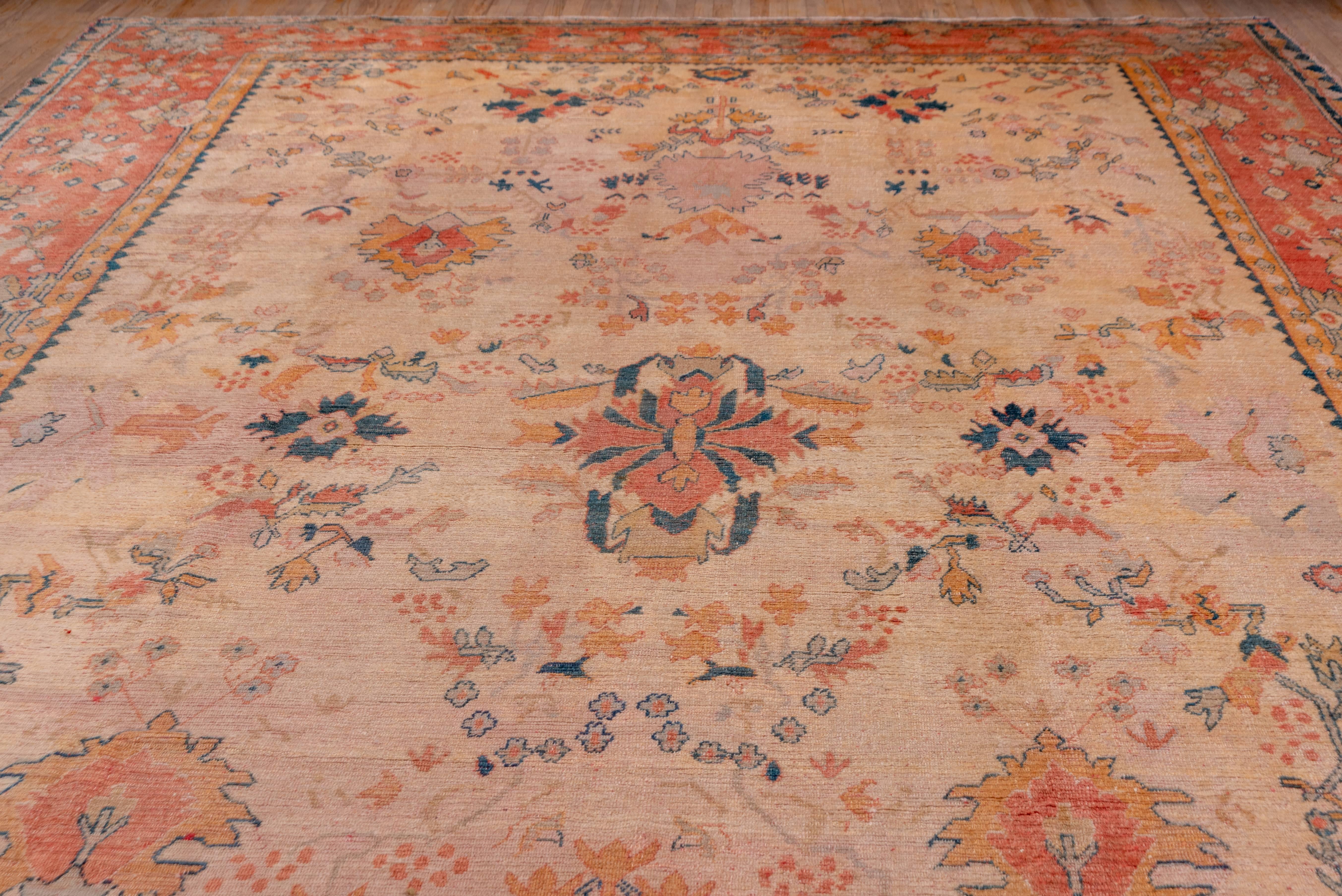 19th Century Antique Turkish Oushak Carpet, Soft Palette For Sale