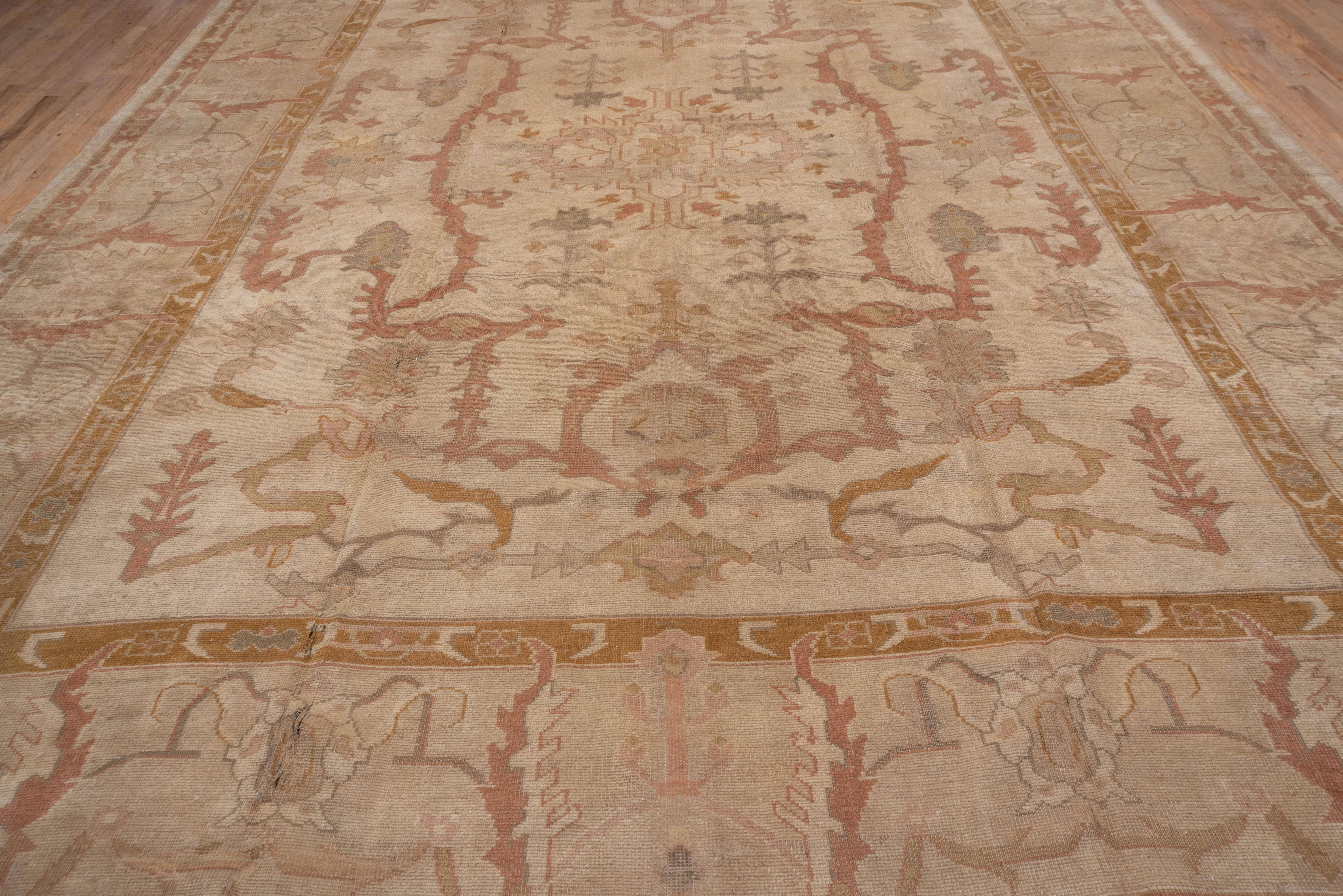 Wool Antique Turkish Oushak Carpet, Soft Palette For Sale