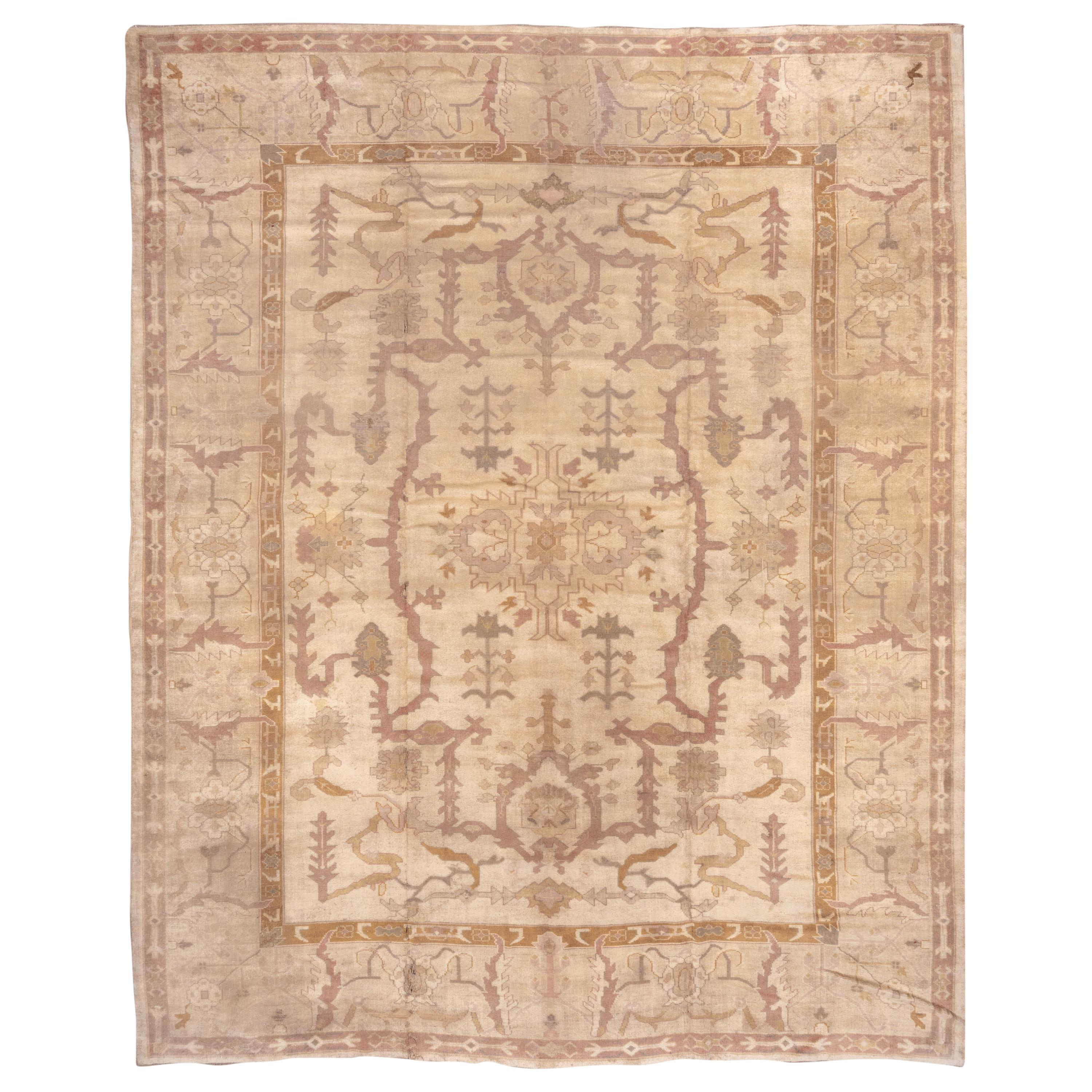 Antique Turkish Oushak Carpet, Soft Palette For Sale