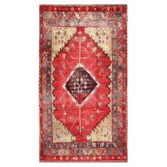 Antique Turkish Oushak Carpet with Saw-Toothed Diamond Medallion 5'8 x 9'9