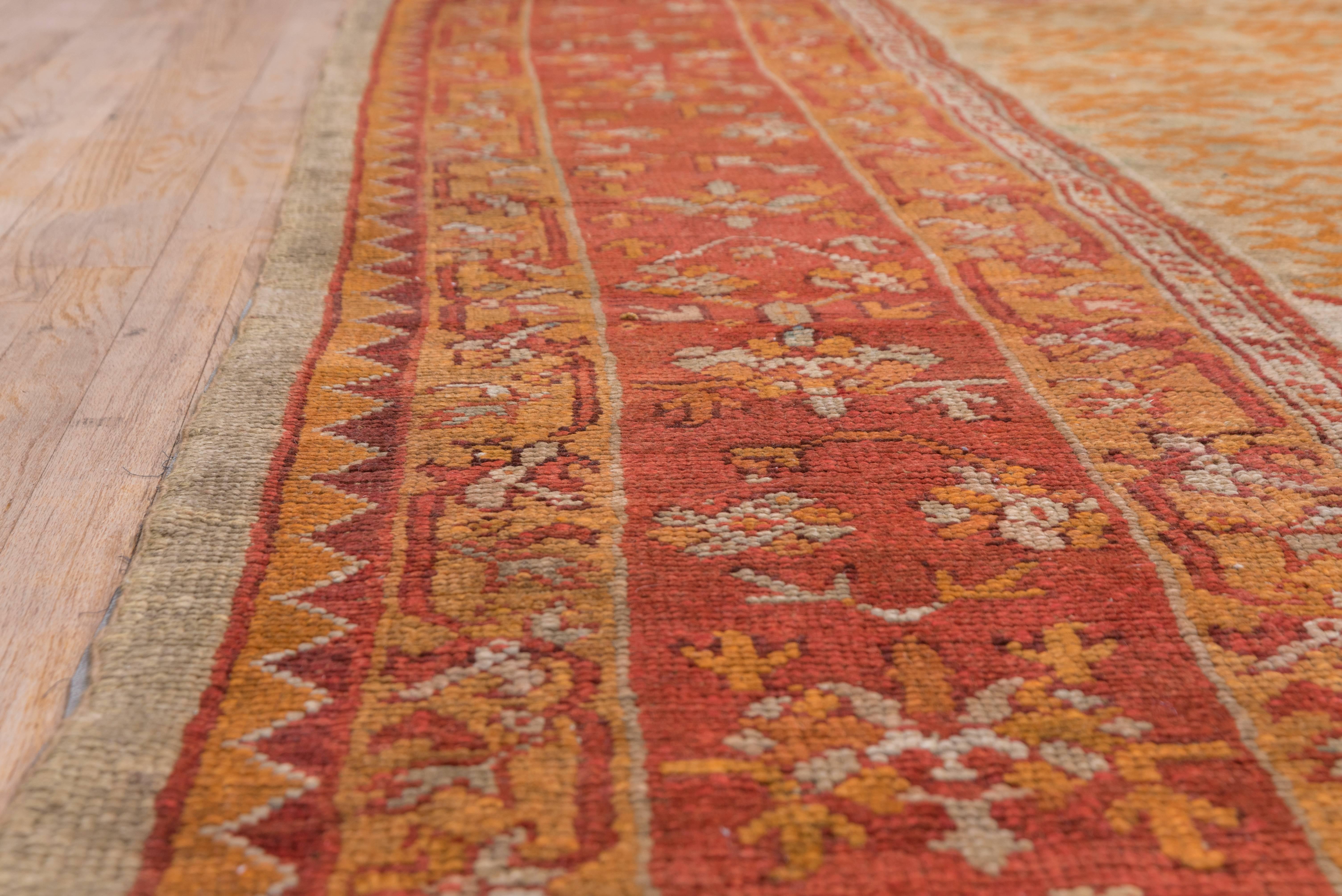 Antique Turkish Oushak Carpet, Yellow Field For Sale 5