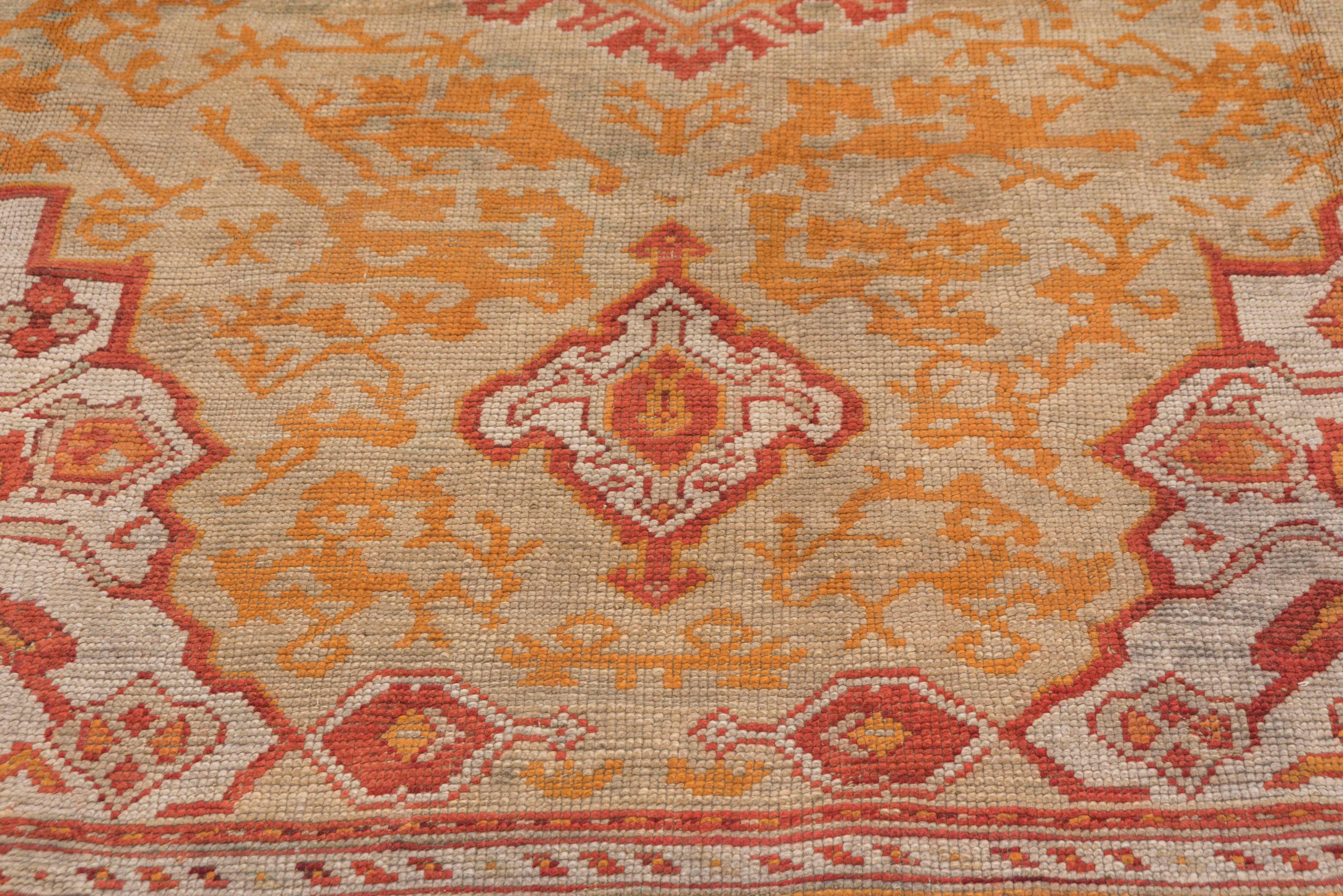 Antique Turkish Oushak Carpet, Yellow Field For Sale 9