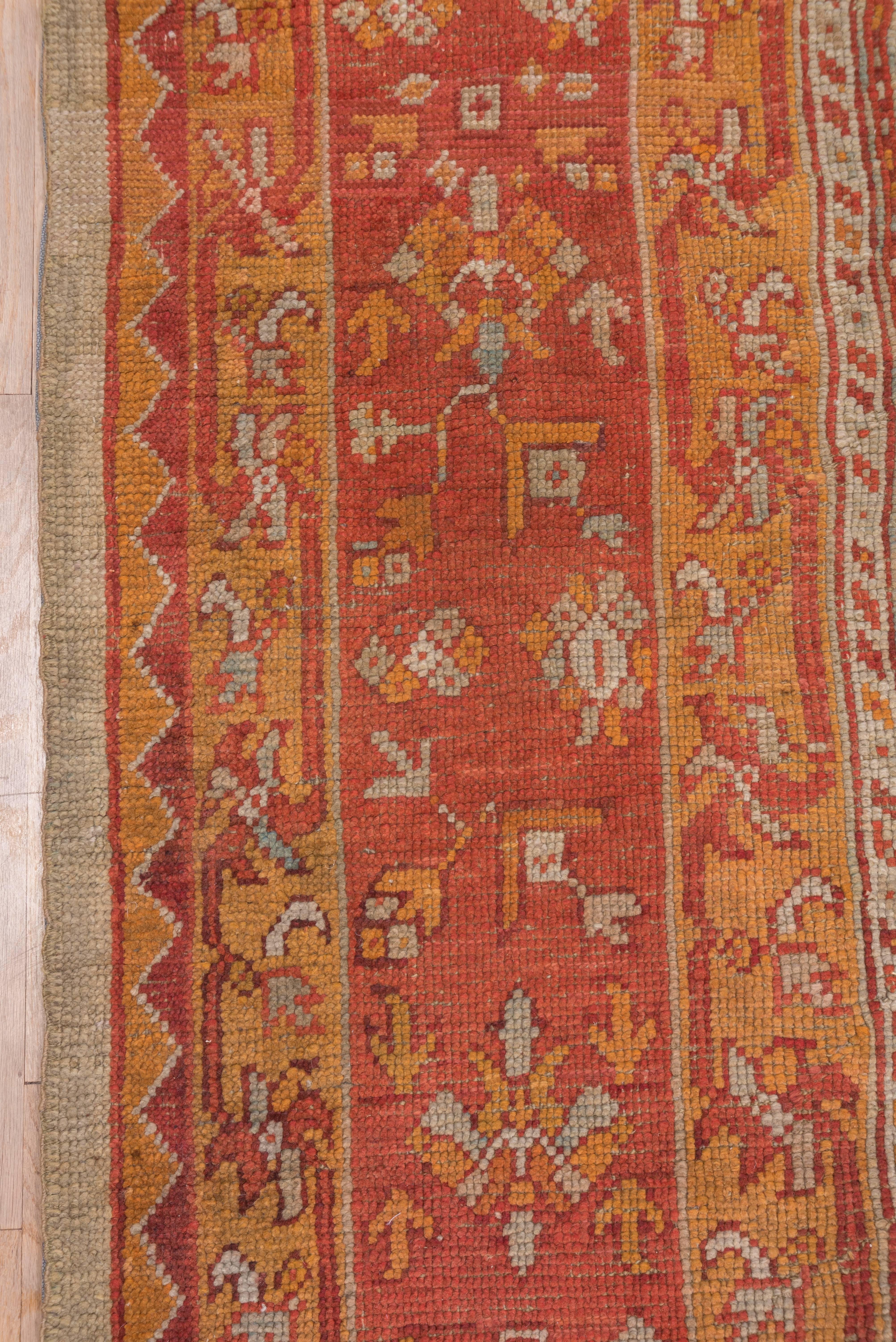 Wool Antique Turkish Oushak Carpet, Yellow Field For Sale