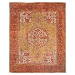 Antique Turkish Oushak Carpet, Yellow Field