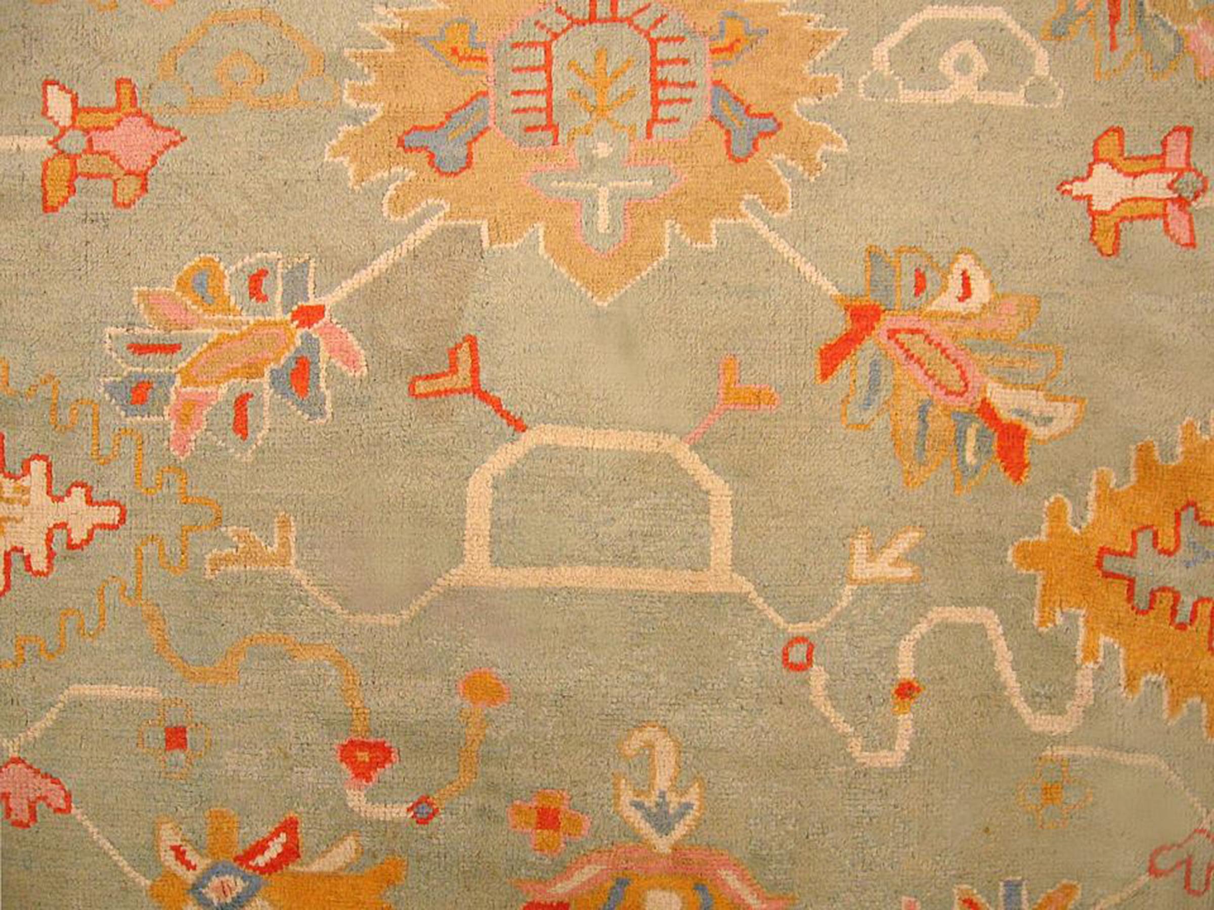 Antique Turkish Oushak Decorative Carpet, in Large Square Size with Soft Colors  For Sale 1