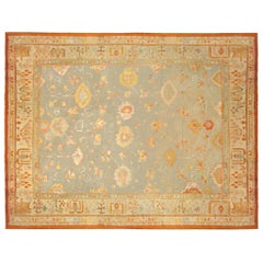 Antique Turkish Oushak Decorative Carpet, in Large Square Size with Soft Colors