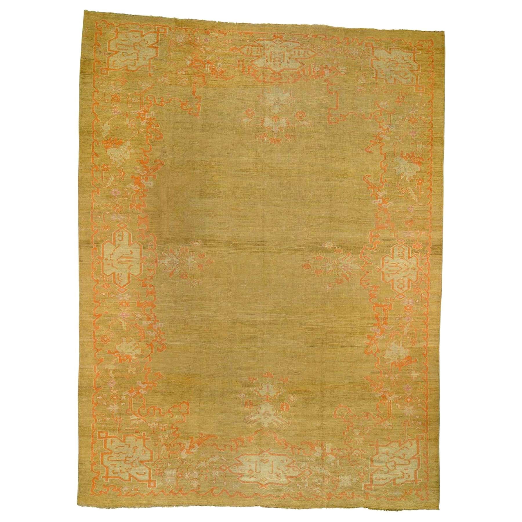 Hand Knotted Turkish Knot Oushak Cropped Thin Grey Pure Wool Rug at 1stdibs