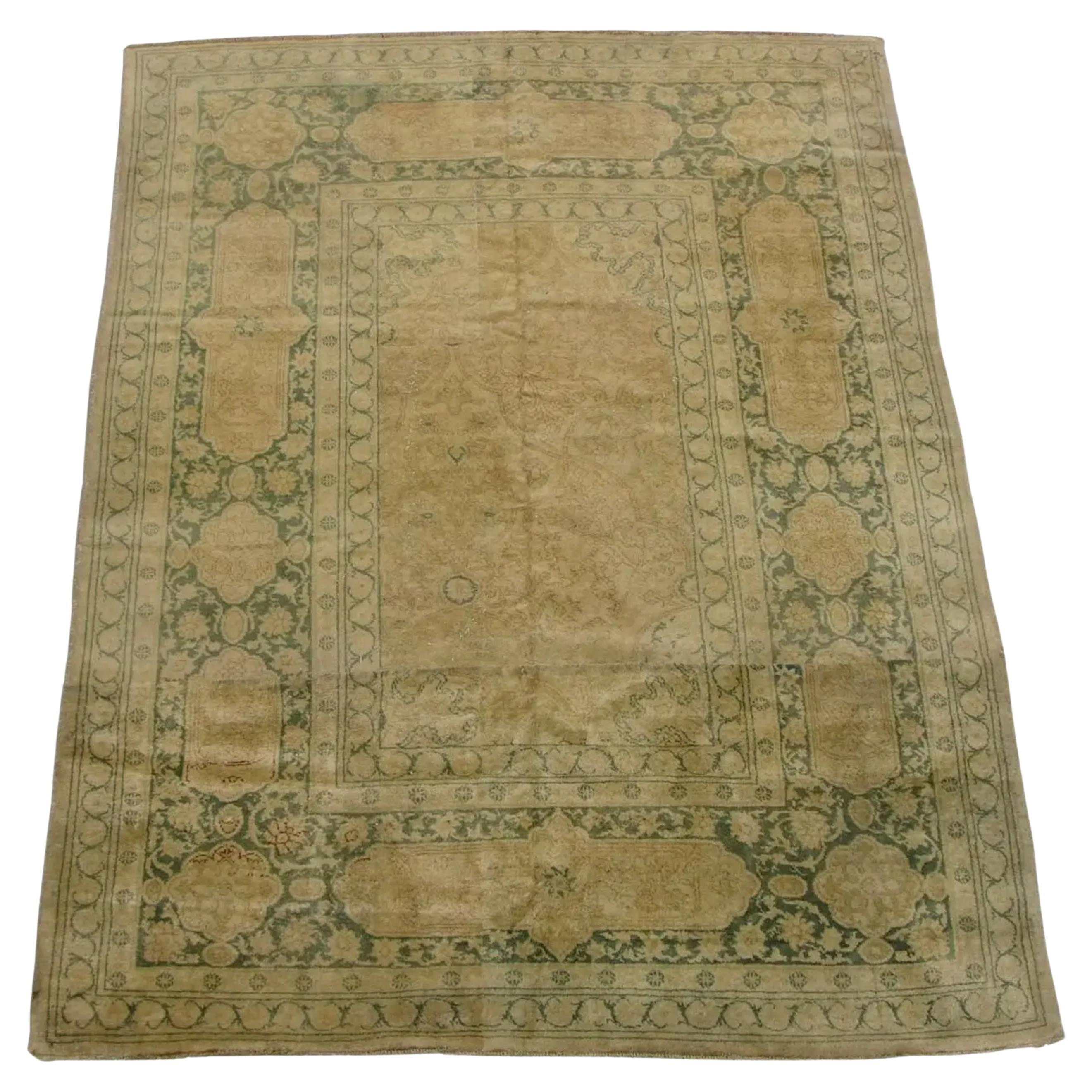 Ancien tapis turc à fleurs d'Oushak 10'x7'10''