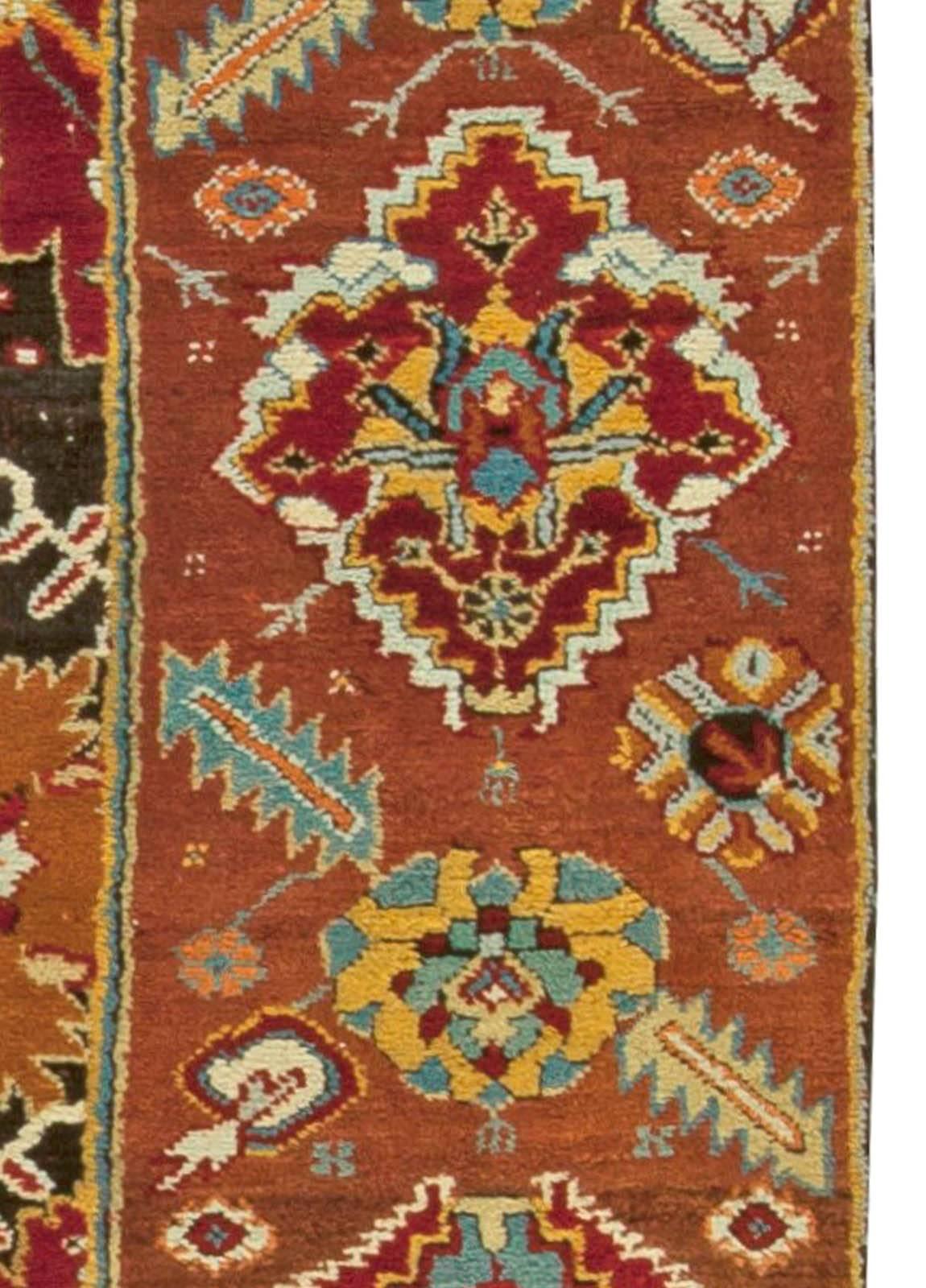 Doris Leslie Blau Antique Turkish Oushak Floral Handmade Wool Rug In Good Condition For Sale In New York, NY