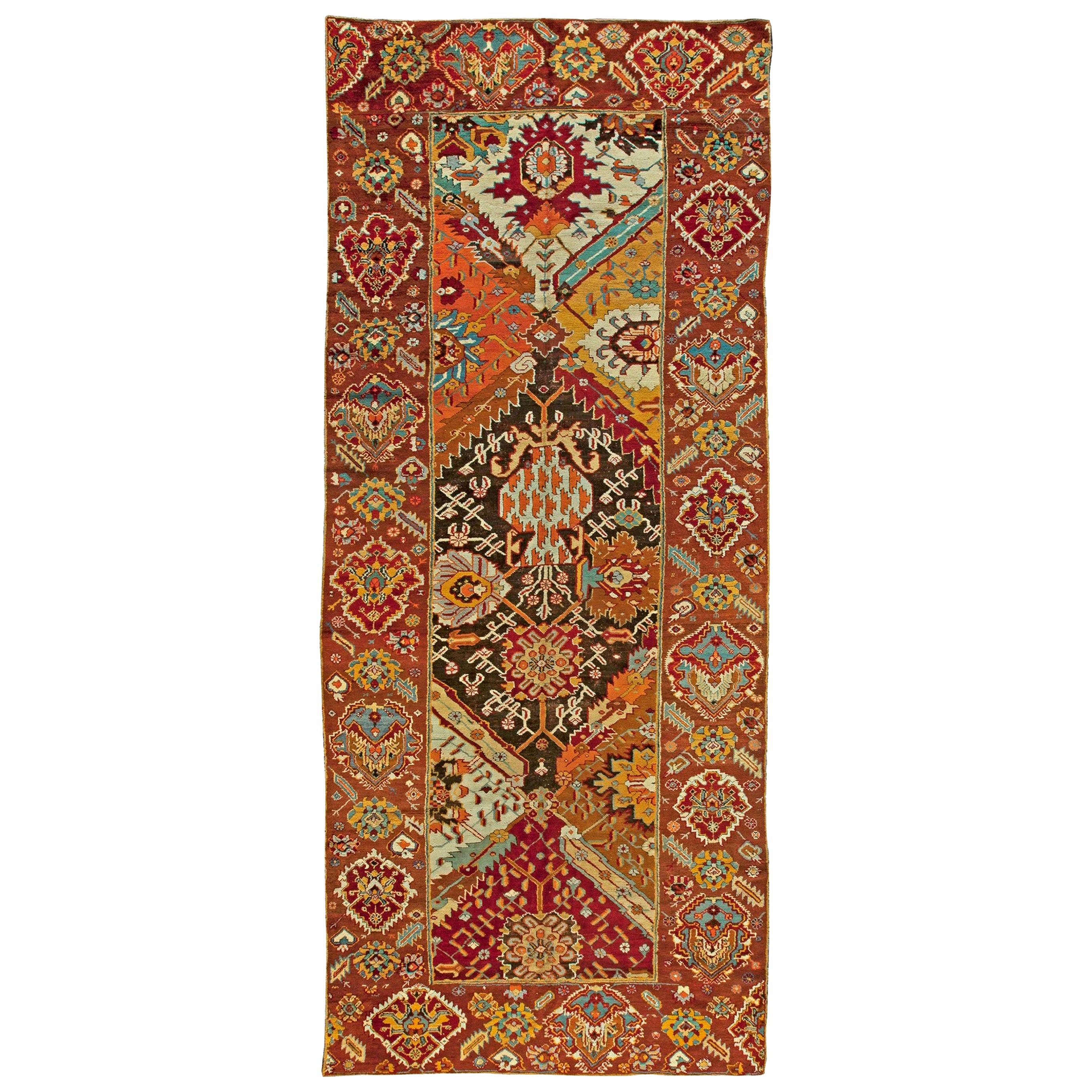 Antiker türkischer Oushak-Blumenteppich aus Wolle, handgefertigt