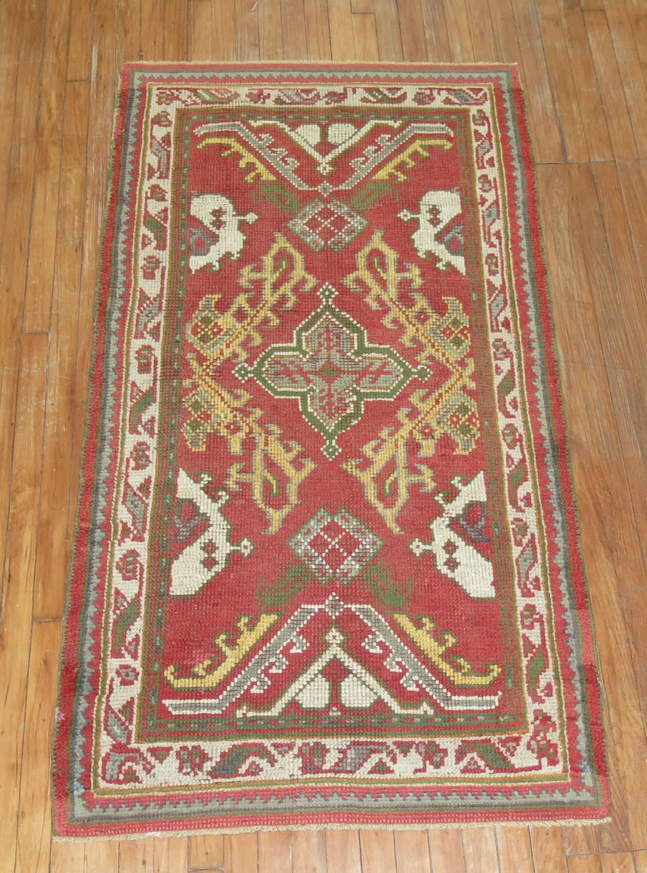 Antique Turkish Oushak Runner In Good Condition For Sale In New York, NY