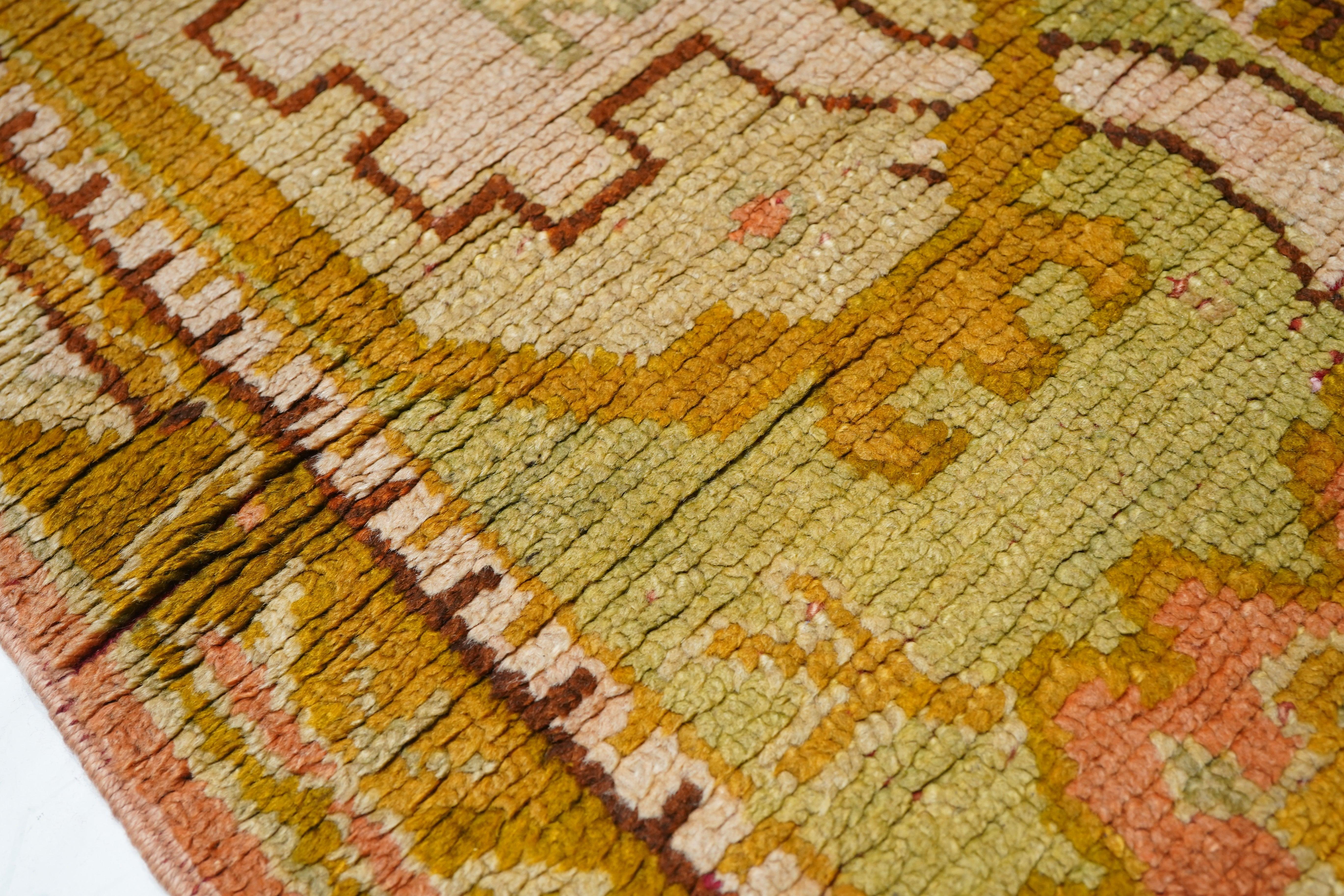 Turkish Antique Oushak Rug 10'5'' x 18'10'' For Sale