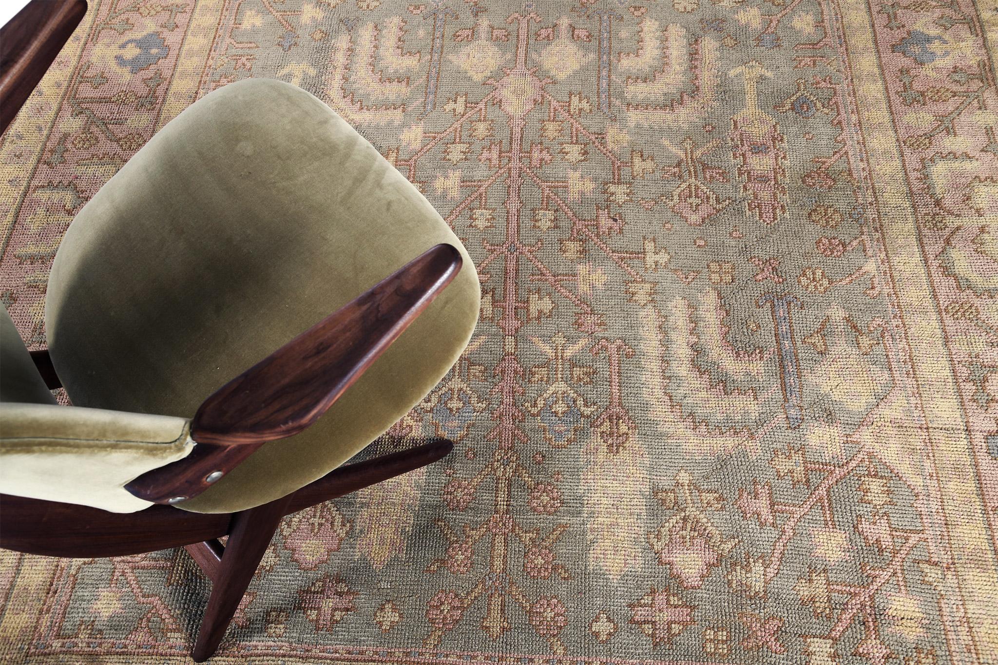 Wool Antique Turkish Oushak For Sale