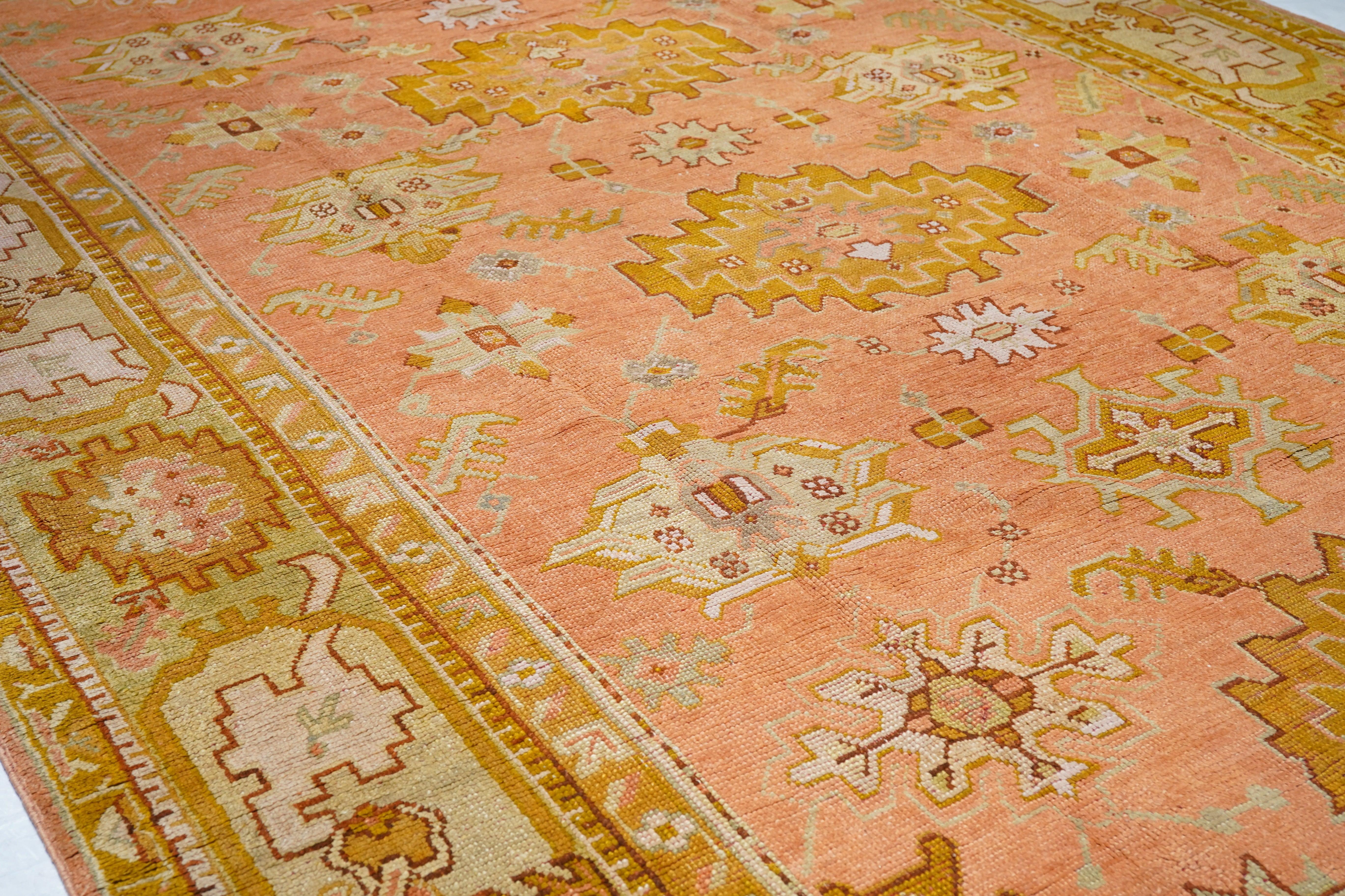 Antique Oushak Rug 10'5'' x 18'10'' In Good Condition For Sale In New York, NY