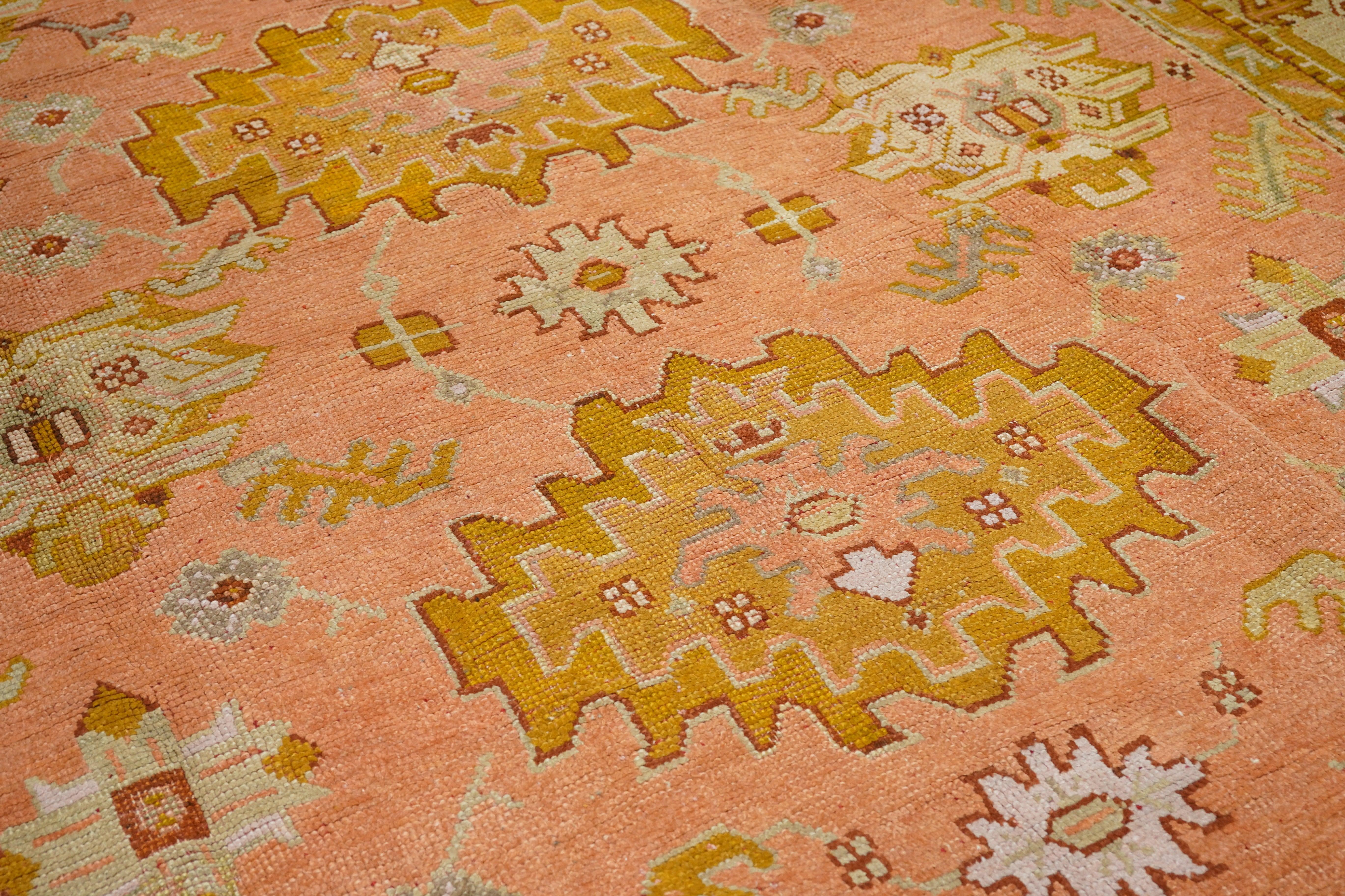 Early 20th Century Antique Oushak Rug 10'5'' x 18'10'' For Sale