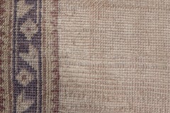 Antique Turkish Oushak Gallery Rug, Solid Ivory & Eggshell Field, Indigo Borders