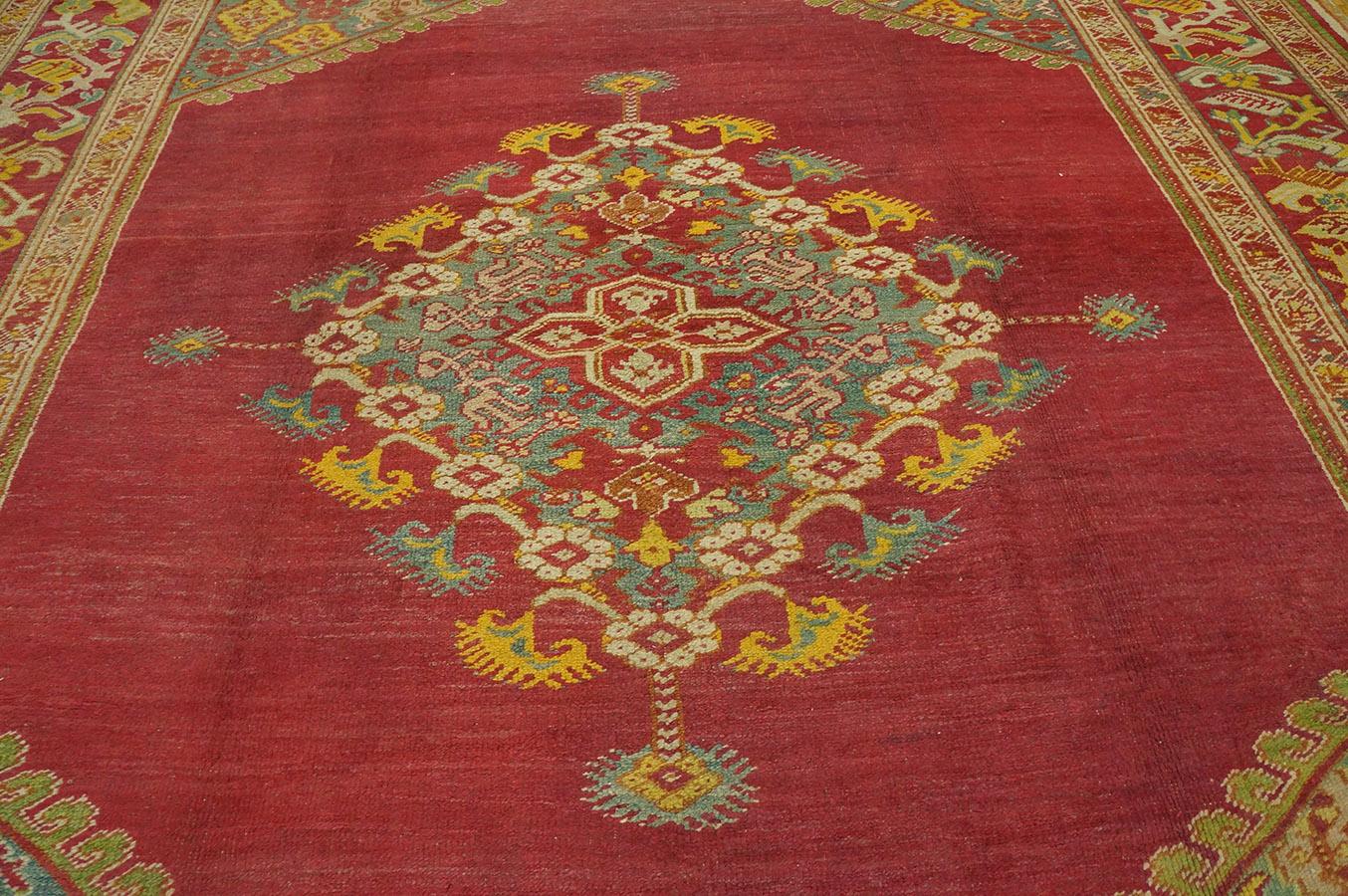 19th Century Turkish Ghiordes Oushak Carpet ( 10' x 14' - 305 x 427 ) For Sale 5