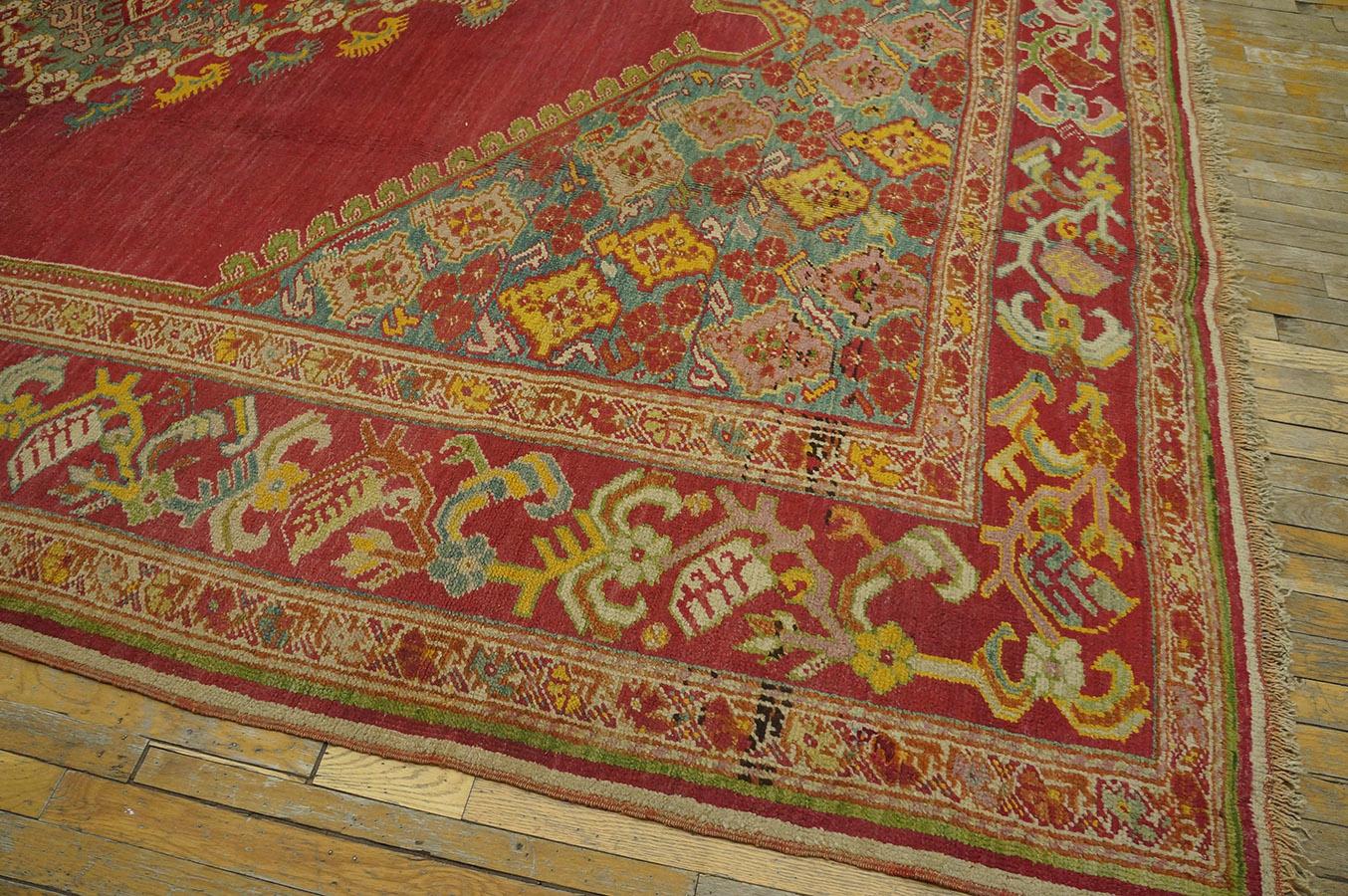 19th Century Turkish Ghiordes Oushak Carpet ( 10' x 14' - 305 x 427 ) For Sale 8