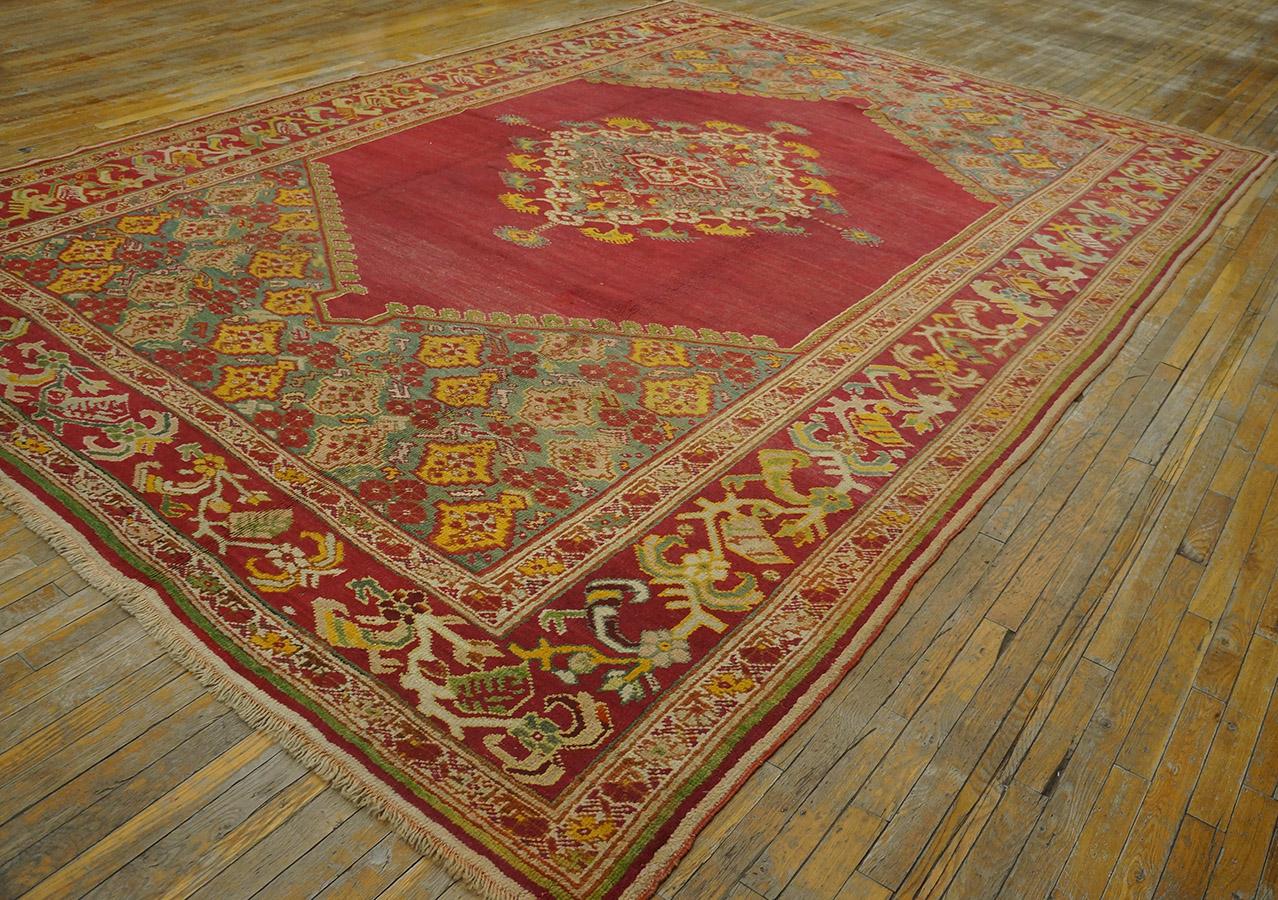 Hand-Knotted 19th Century Turkish Ghiordes Oushak Carpet ( 10' x 14' - 305 x 427 ) For Sale