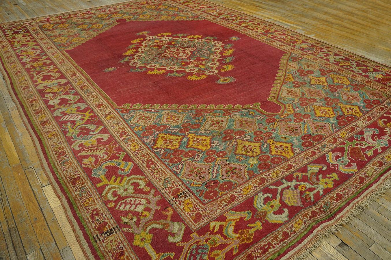 Wool 19th Century Turkish Ghiordes Oushak Carpet ( 10' x 14' - 305 x 427 ) For Sale