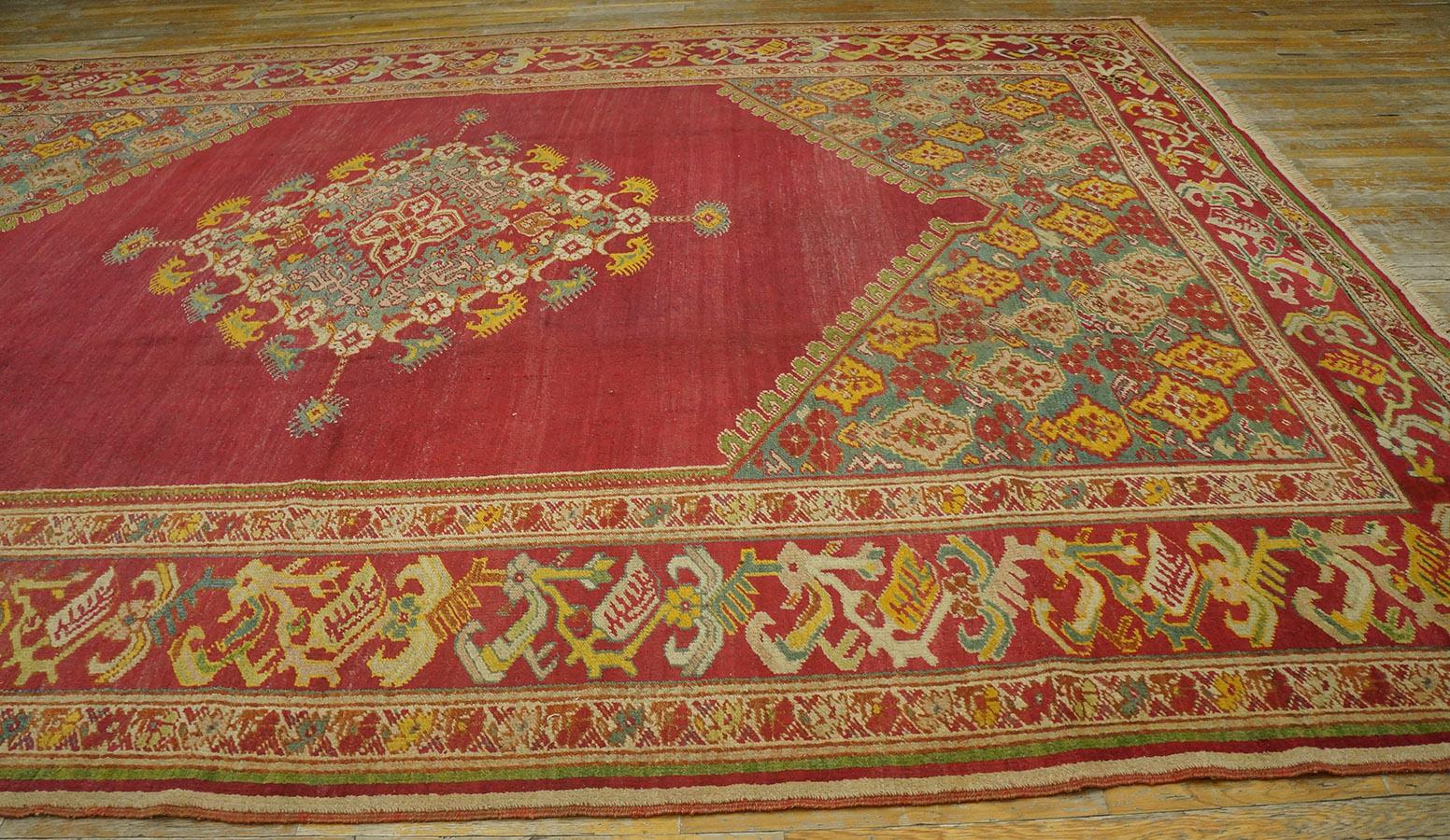 19th Century Turkish Ghiordes Oushak Carpet ( 10' x 14' - 305 x 427 ) For Sale 2