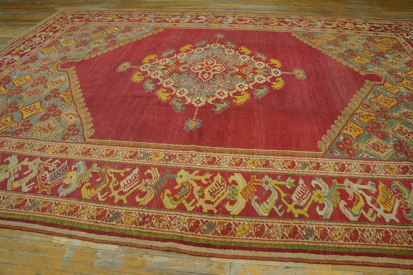 19th Century Turkish Ghiordes Oushak Carpet ( 10' x 14' - 305 x 427 ) For Sale 3