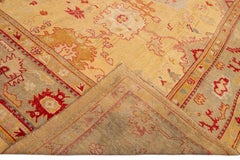 Antique Turkish Oushak Goldenrod Handmade Square Wool Rug