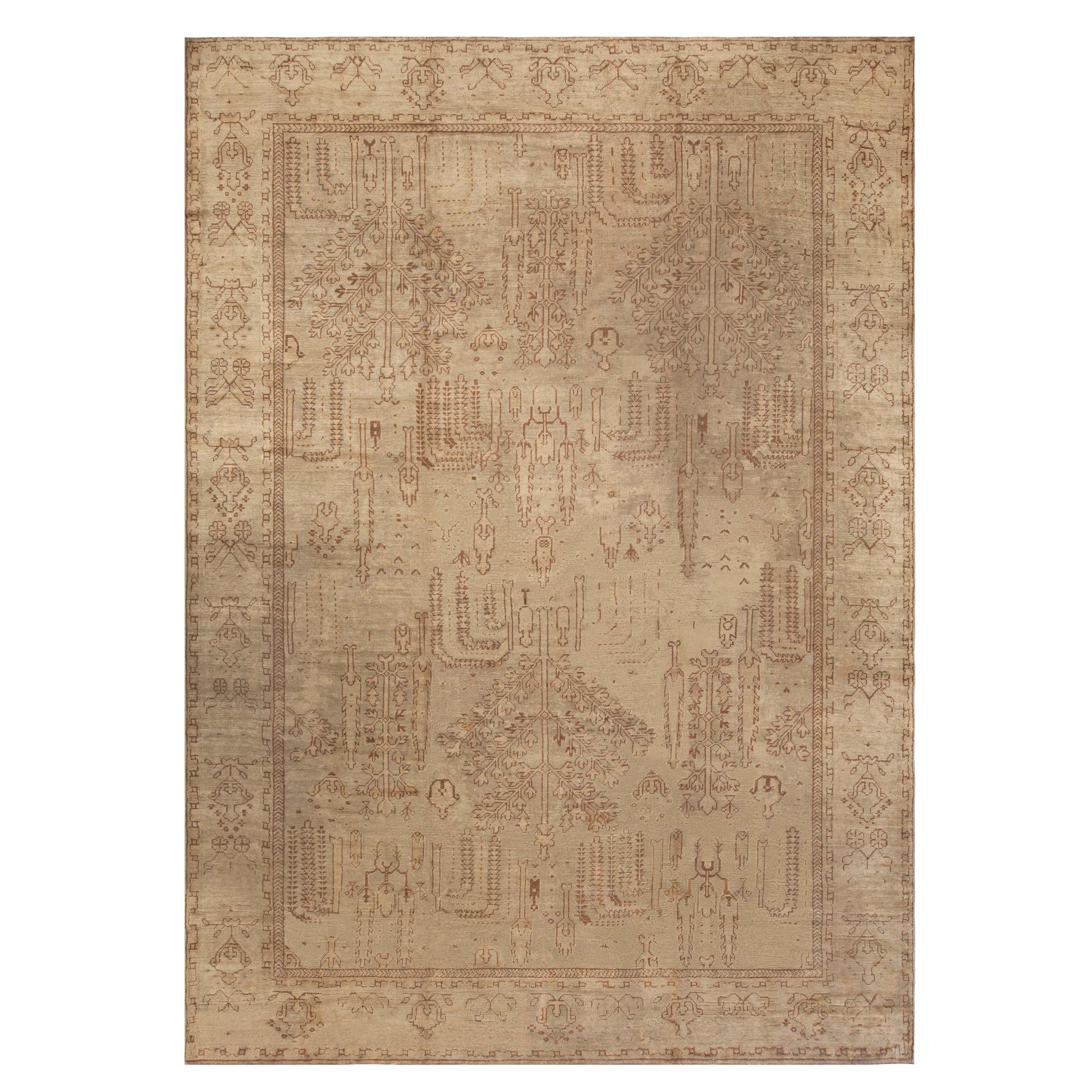 Vintage Turkish Hand Knotted Wool Rug For Sale at 1stDibs
