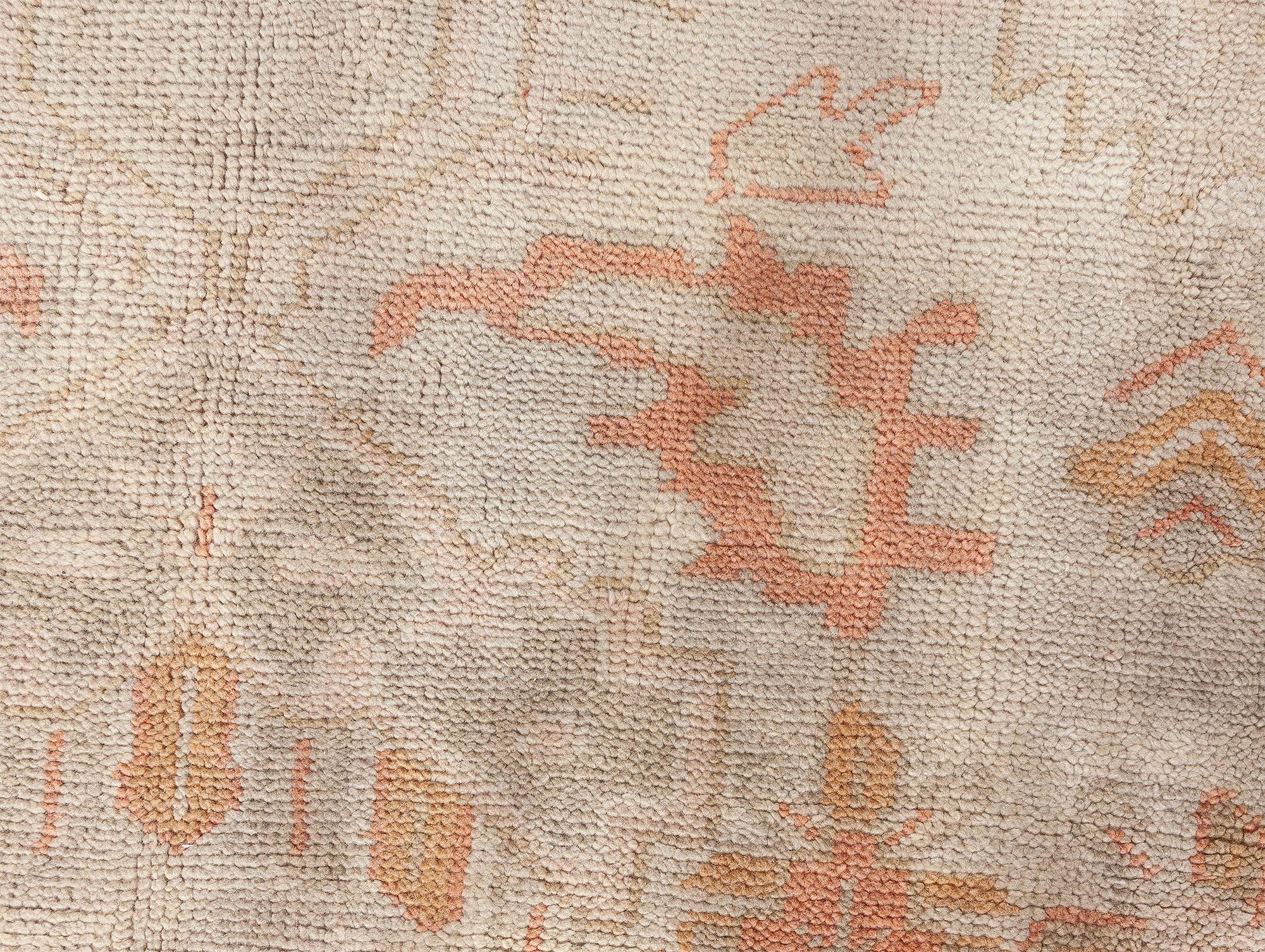 Hand-Knotted Doris Leslie Blau Antique Turkish Oushak Handmade Wool Rug For Sale