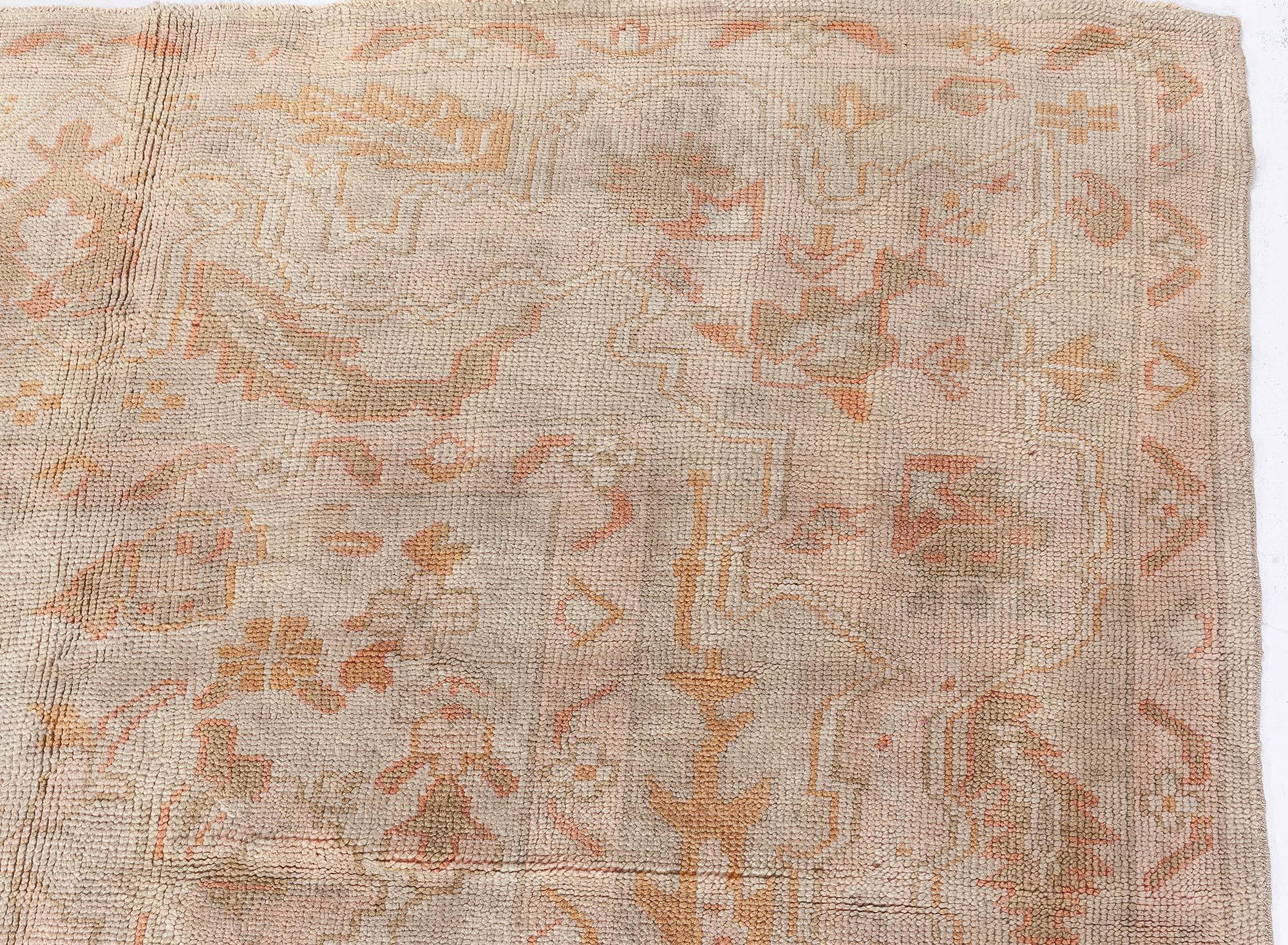 Doris Leslie Blau Antique Turkish Oushak Handmade Wool Rug For Sale 2