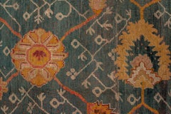 Antique Turkish Oushak Handwoven Luxury Wool Multi Rug 15'-3" X 19'-9" Size