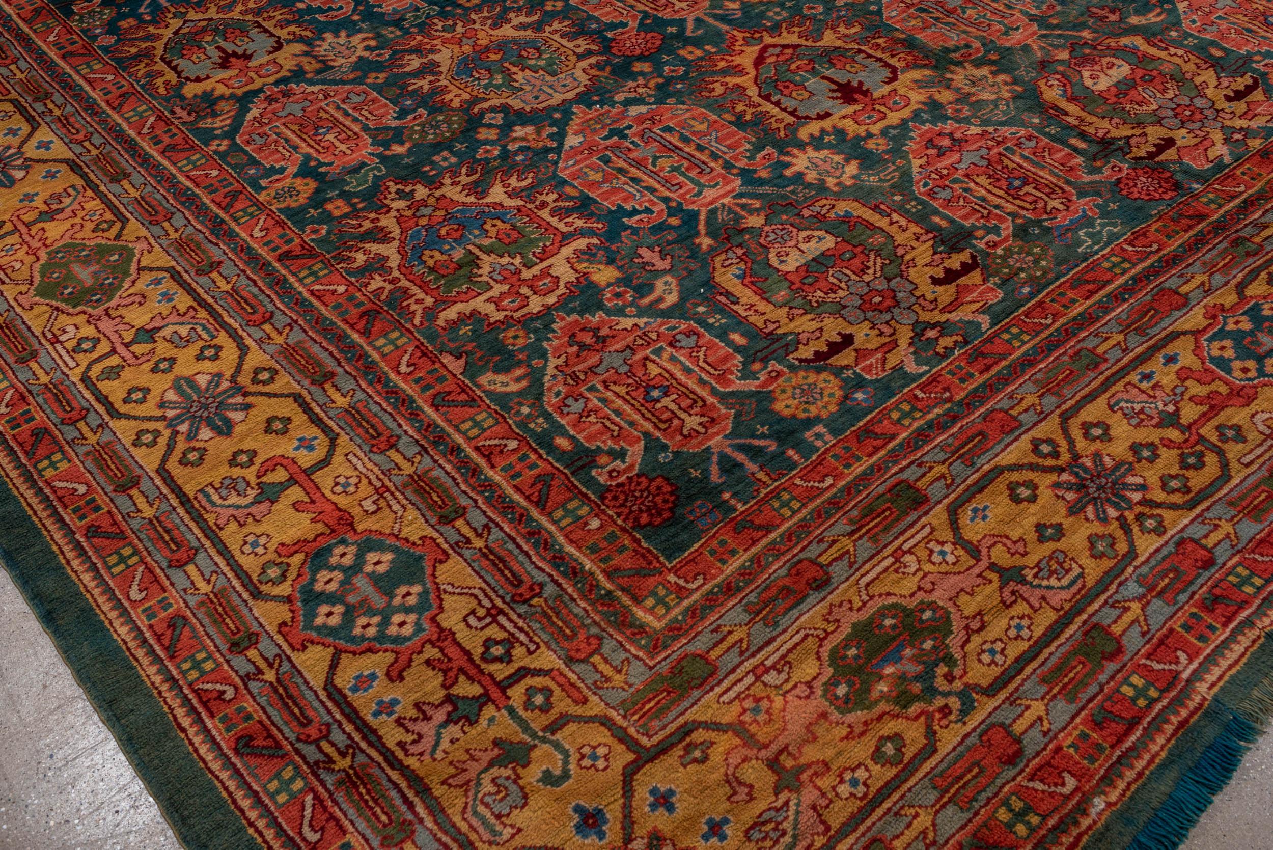 Ancien tapis turc Oushak en laine de luxe tissé à la main 18'-6